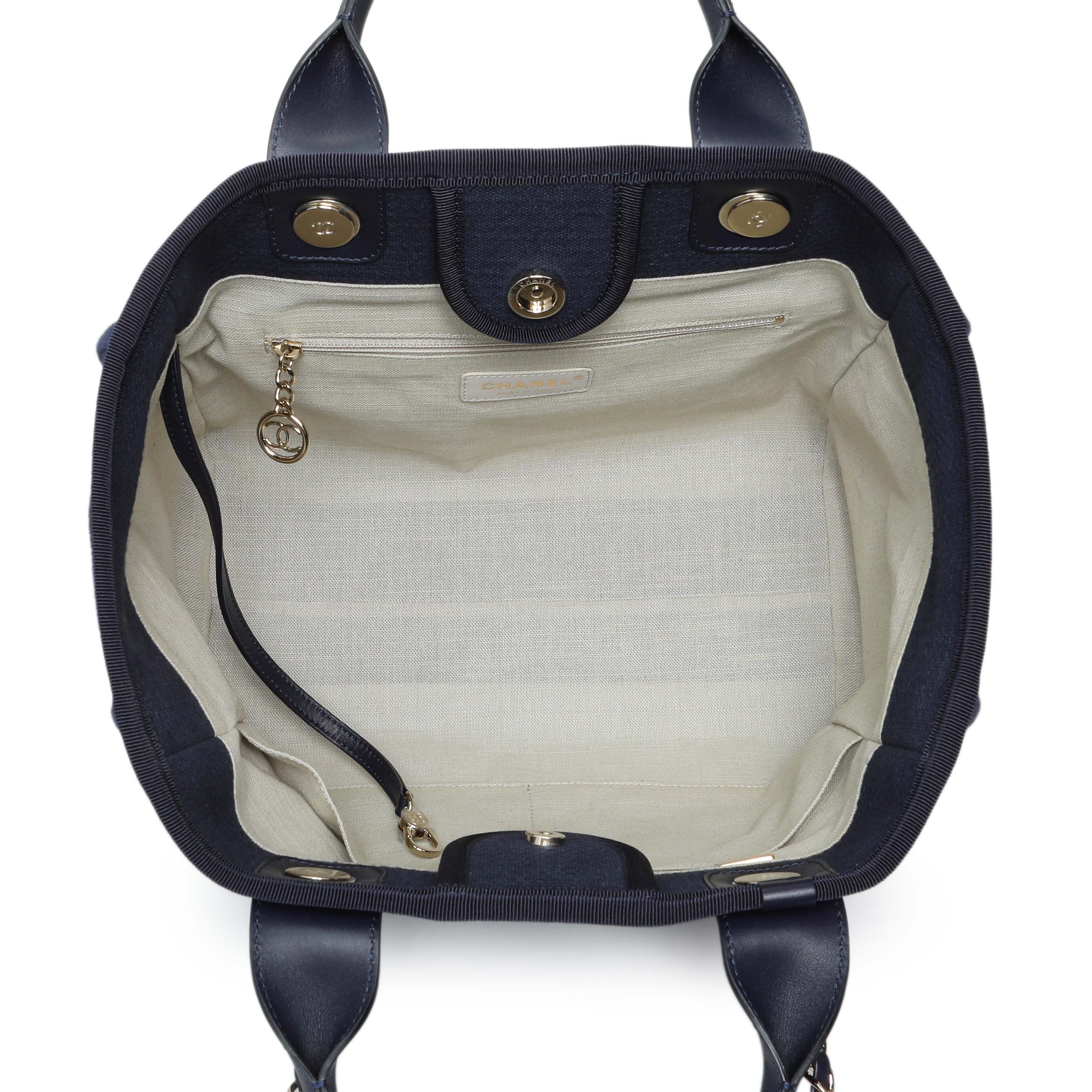 Chanel Navy Mixed Fibers Small Deauville Tote - Image 4