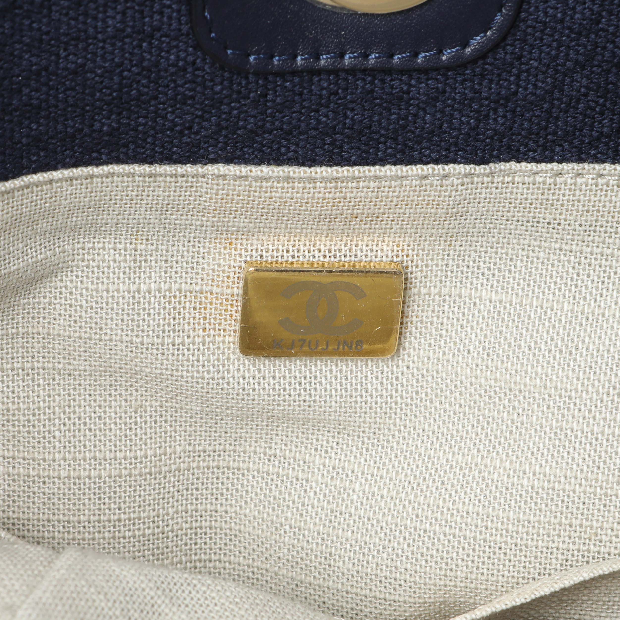 Chanel Navy Mixed Fibers Small Deauville Tote - Image 6