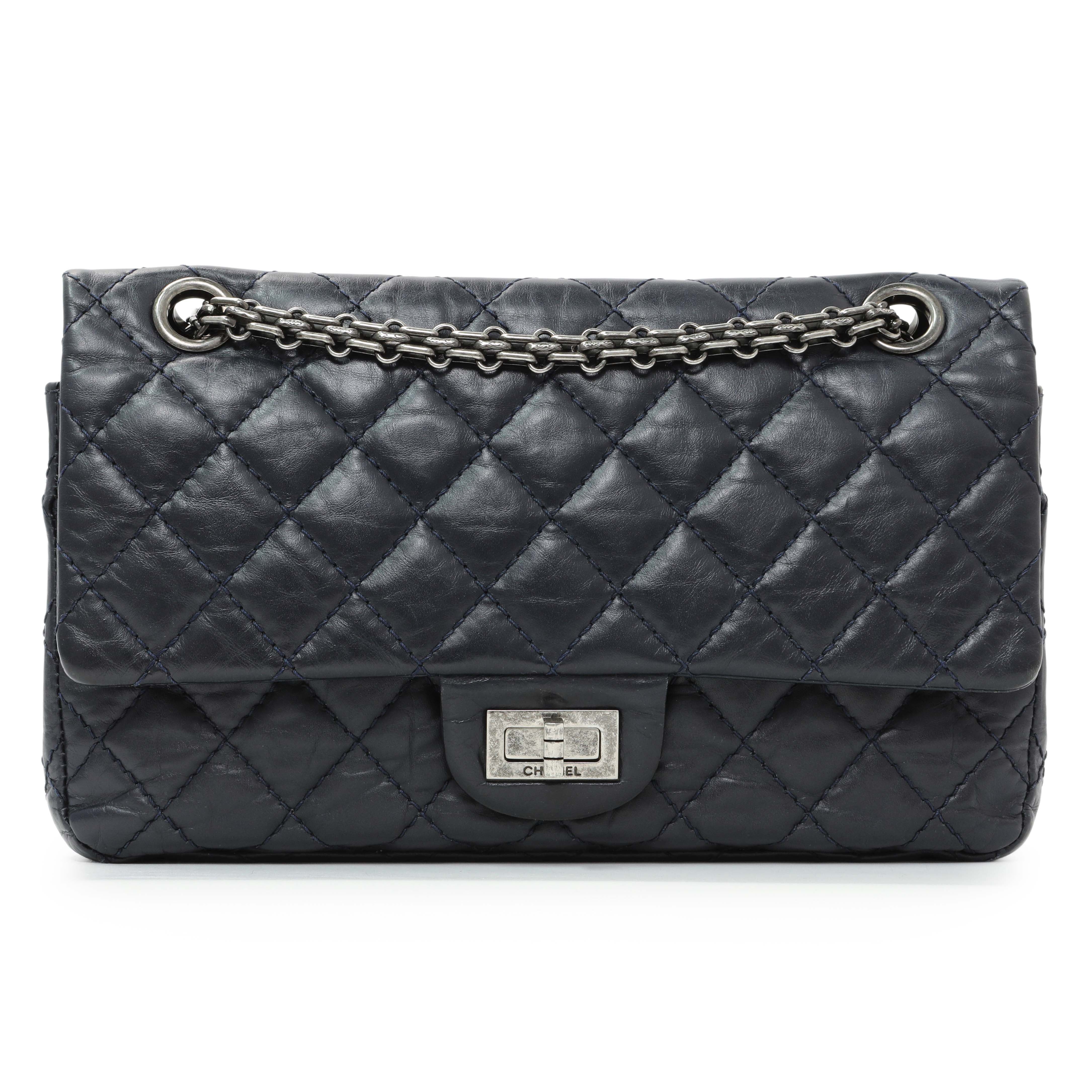 Chanel Navy Quilted Aged Calfskin 2.55 Reissue 225 Flap