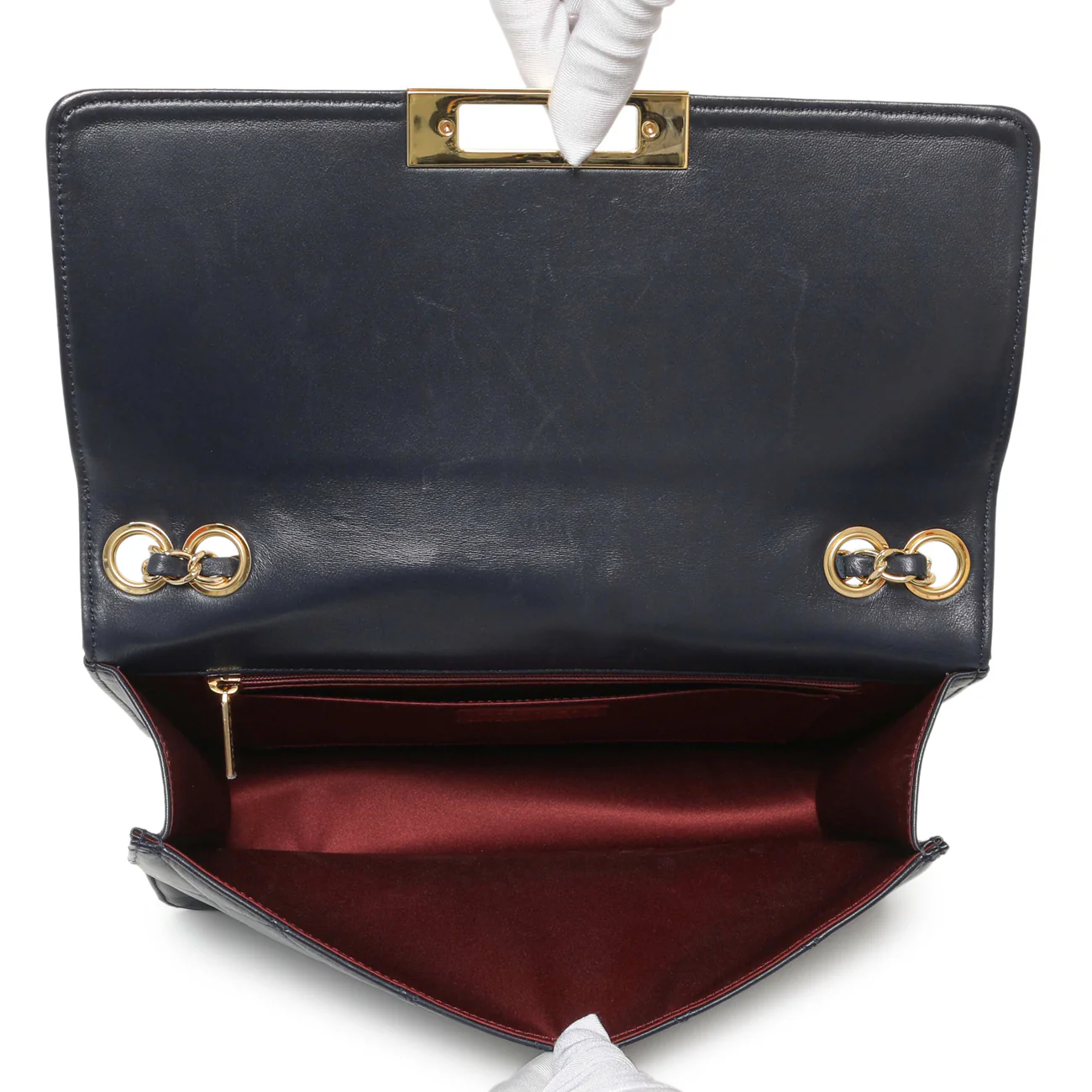 Chanel Navy Quilted Lambskin Large Golden Class Flap - Image 8