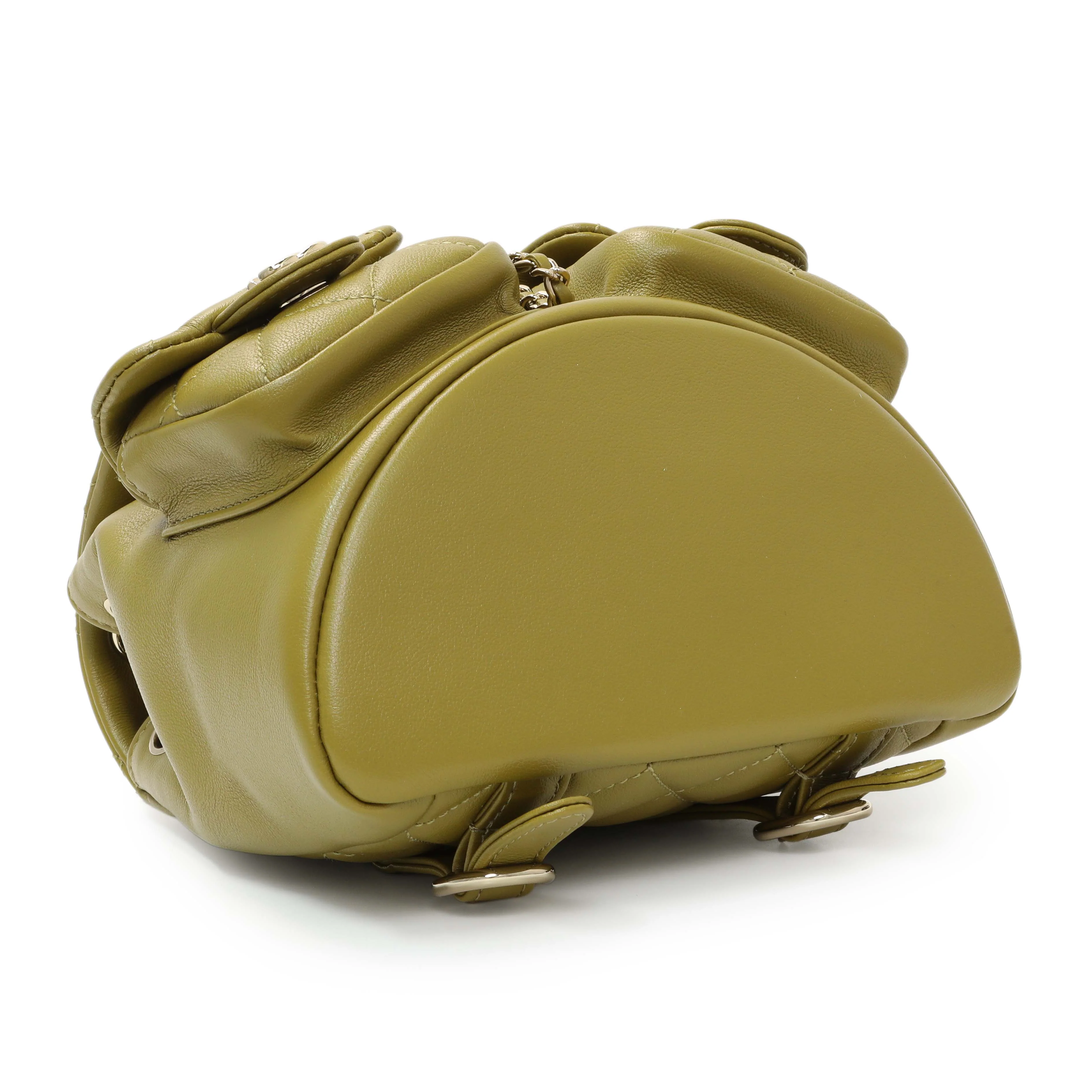 Chanel Olive Green Quilted Lambskin Small Duma Pockets Drawstring Backpack - Image 3