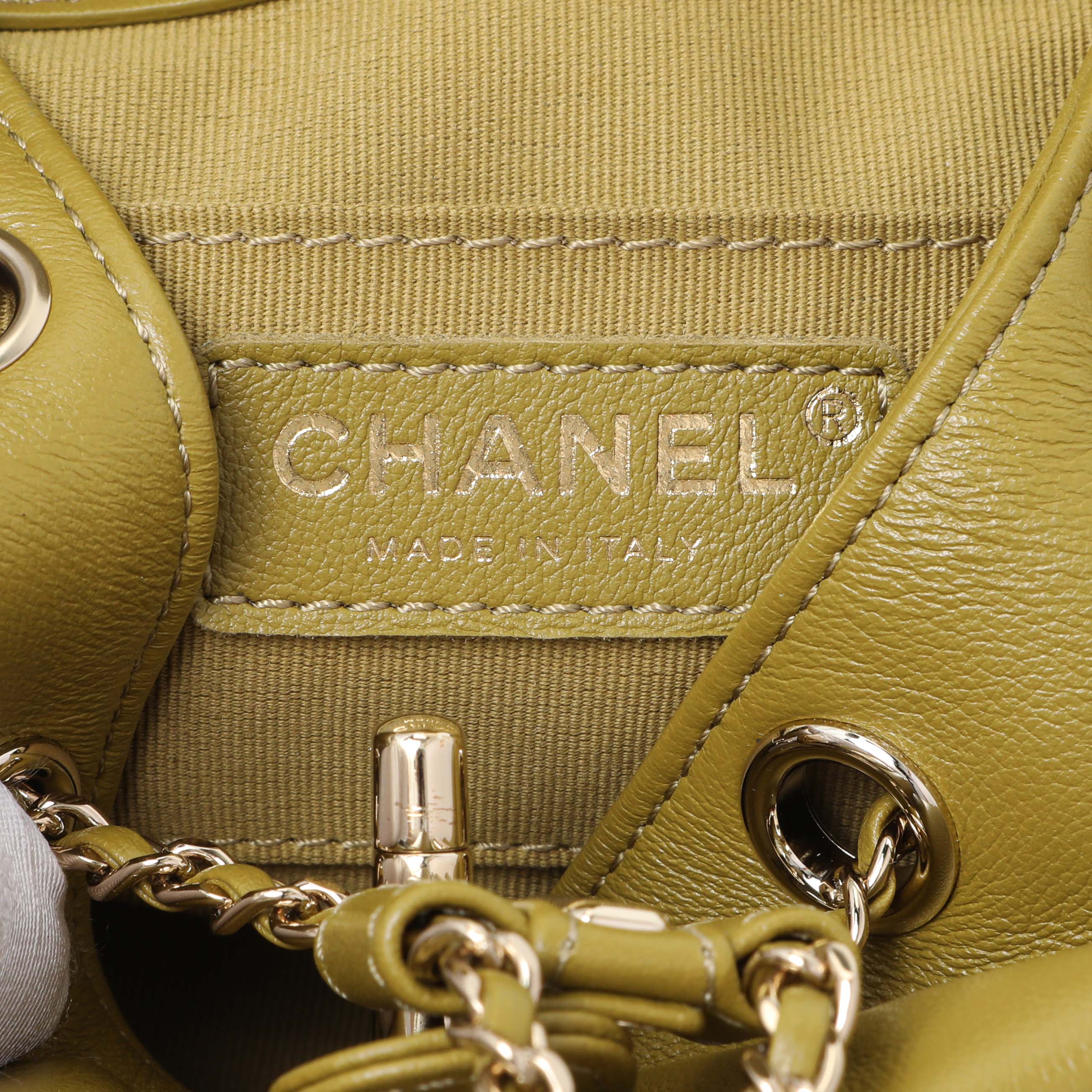 Chanel Olive Green Quilted Lambskin Small Duma Pockets Drawstring Backpack - Image 5