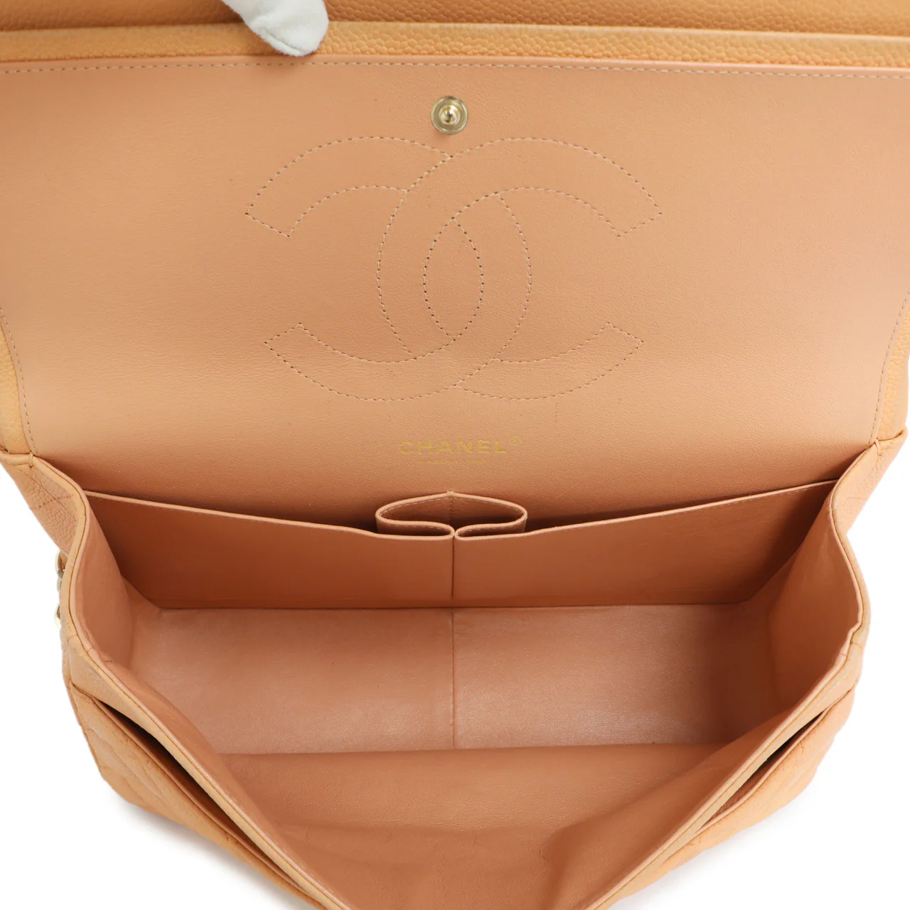 Chanel Peach Quilted Caviar Jumbo Classic Double Flap - Image 10