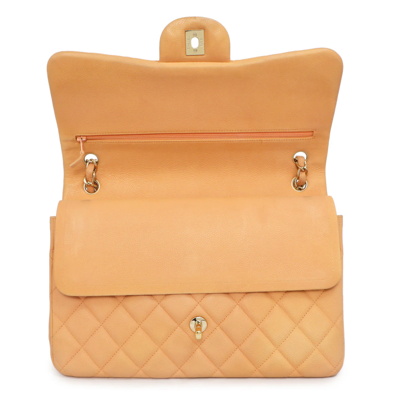 Chanel Peach Quilted Caviar Jumbo Classic Double Flap - Image 11