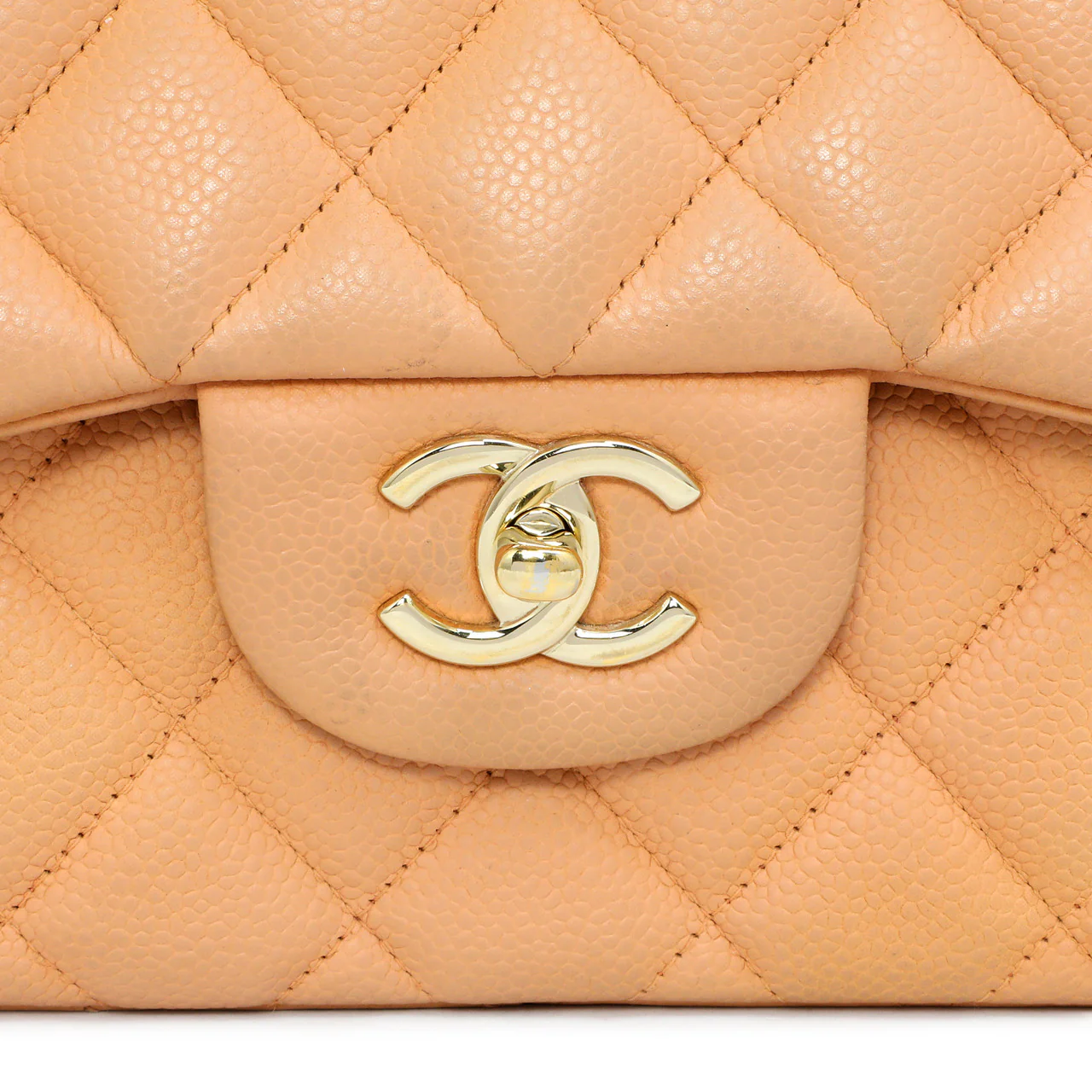 Chanel Peach Quilted Caviar Jumbo Classic Double Flap - Image 14