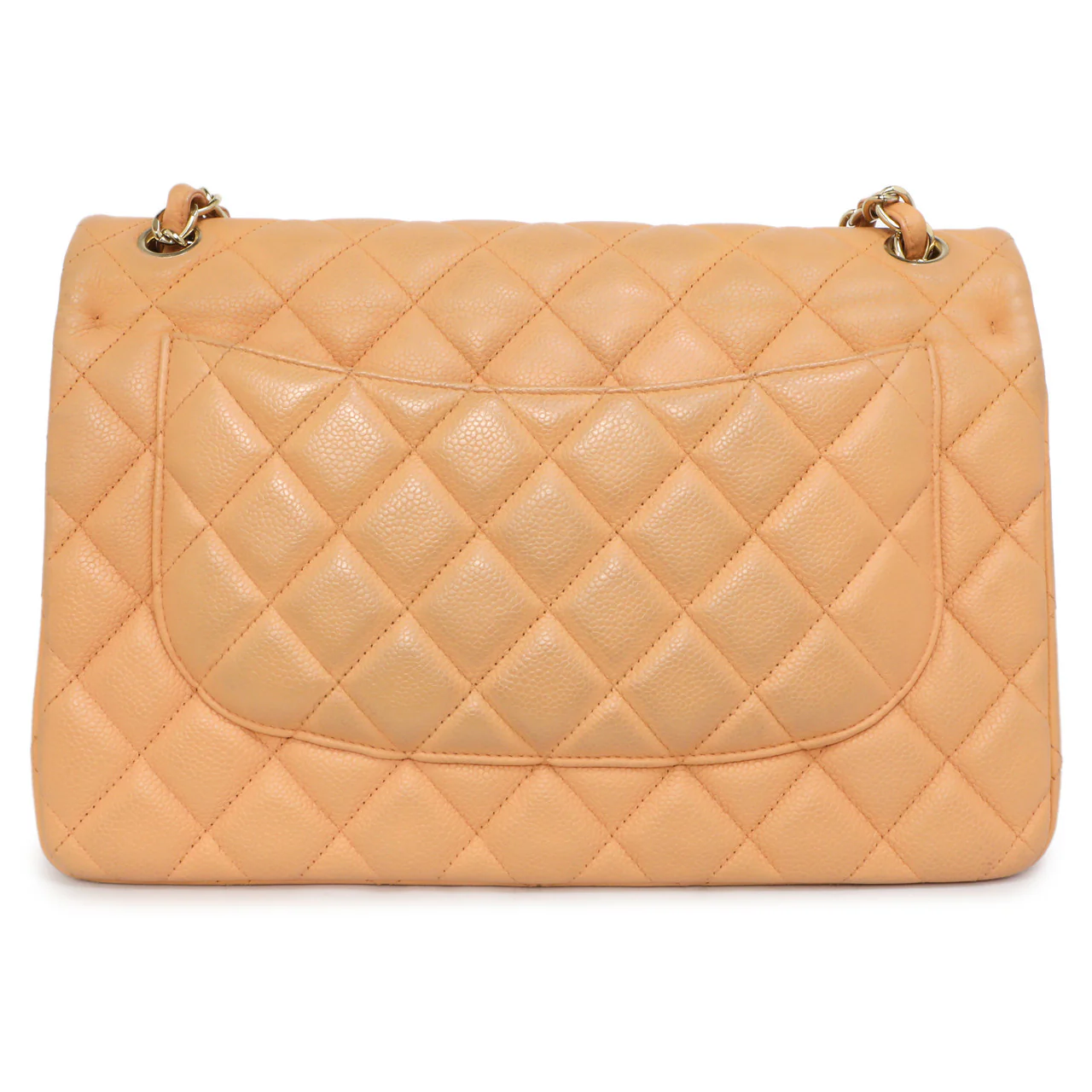 Chanel Peach Quilted Caviar Jumbo Classic Double Flap - Image 3