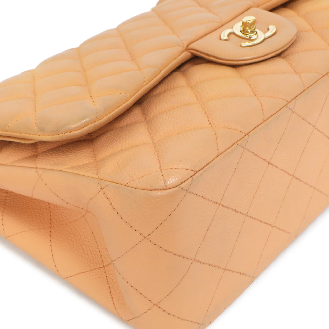 Chanel Peach Quilted Caviar Jumbo Classic Double Flap - Image 6