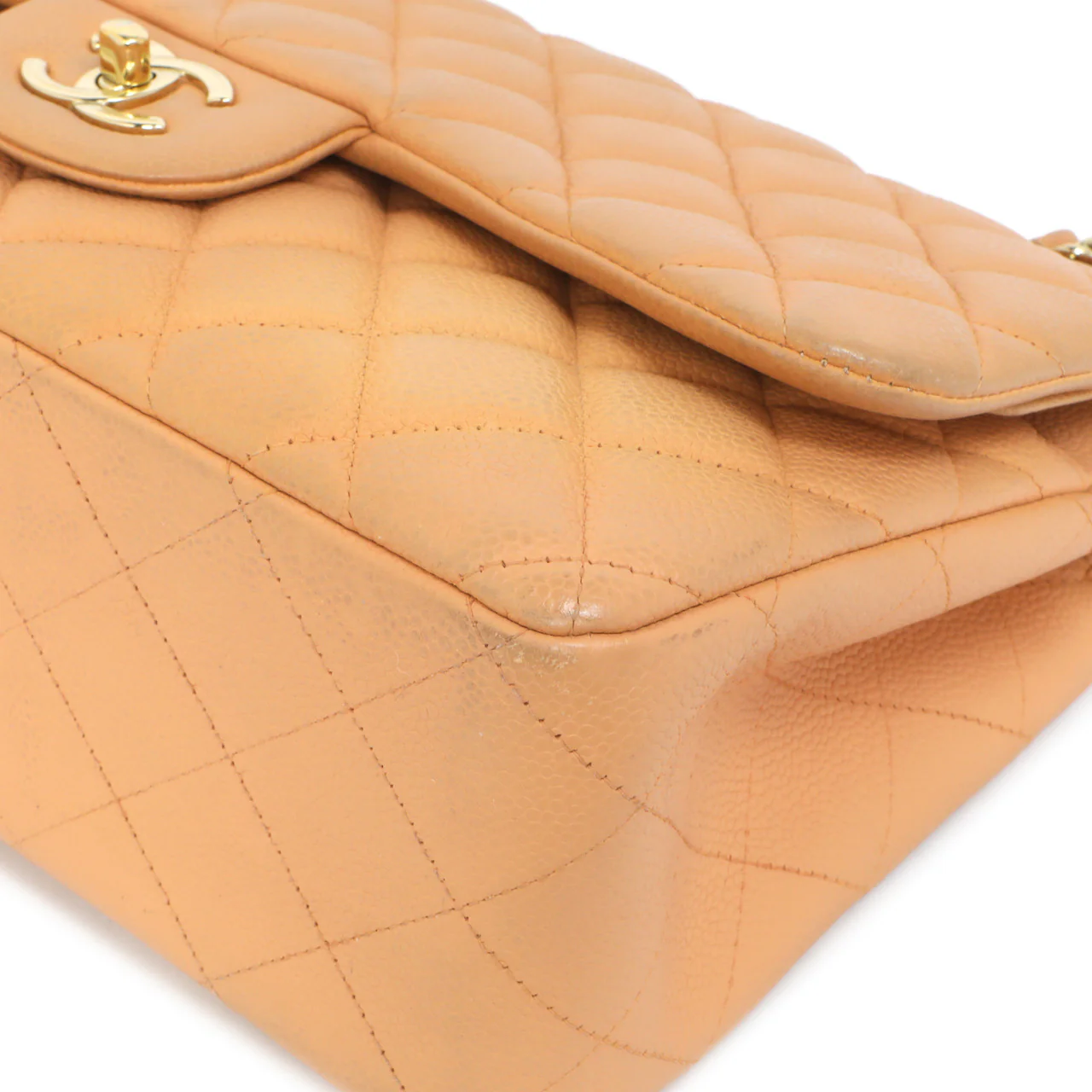 Chanel Peach Quilted Caviar Jumbo Classic Double Flap - Image 7