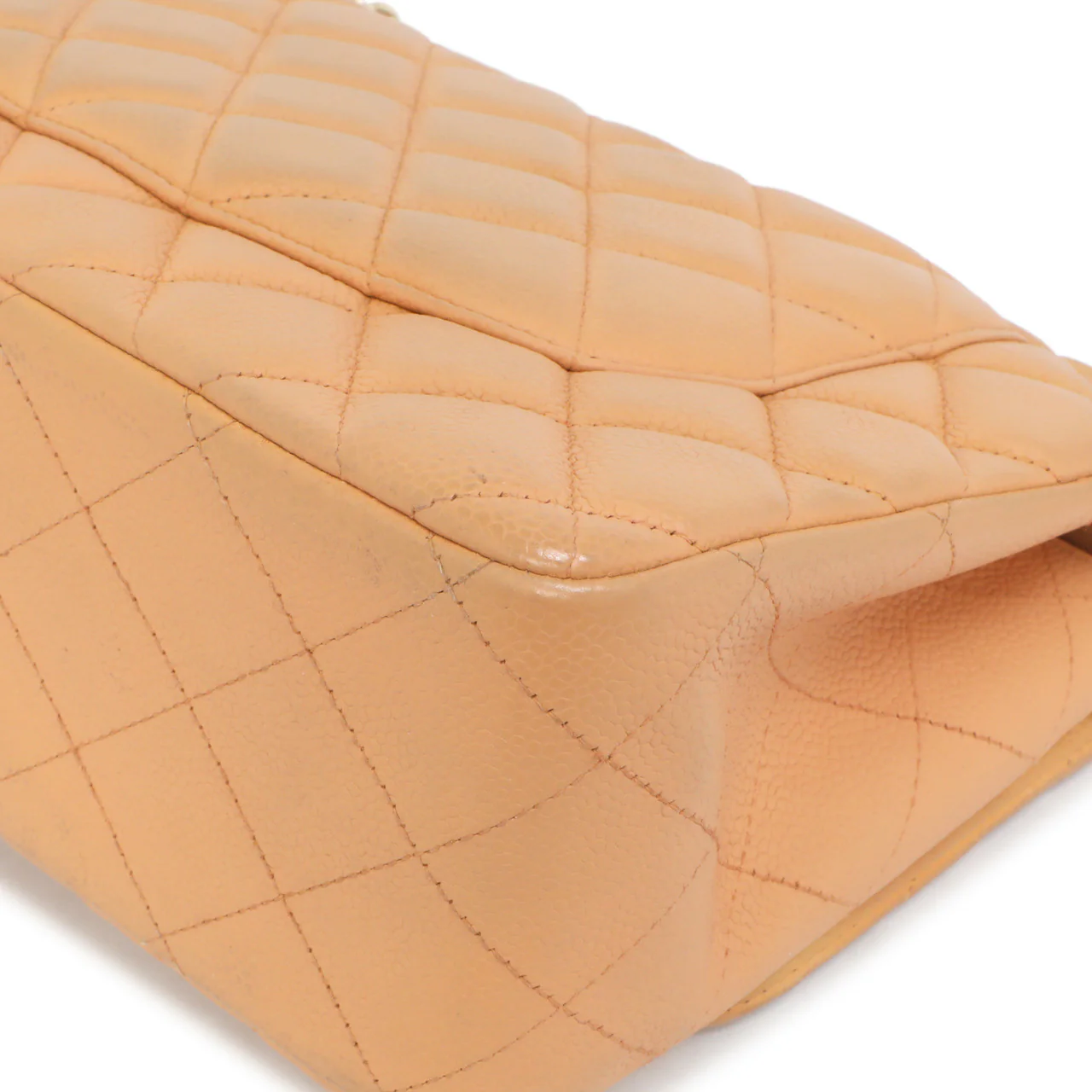 Chanel Peach Quilted Caviar Jumbo Classic Double Flap - Image 9