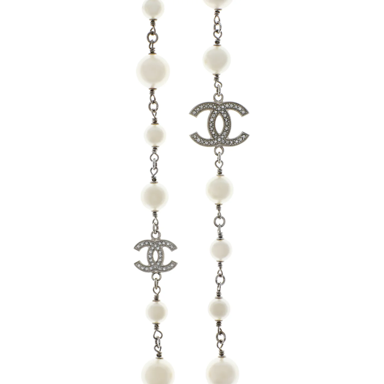 Chanel Pearl Crystal CC Long Necklace - Image 3