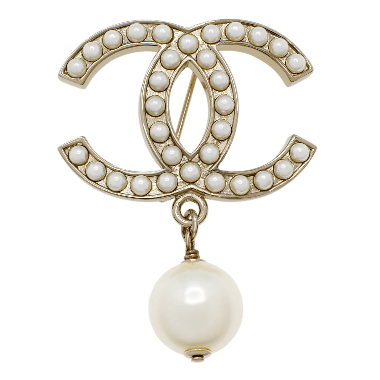 Chanel Pearl Drop CC Brooch