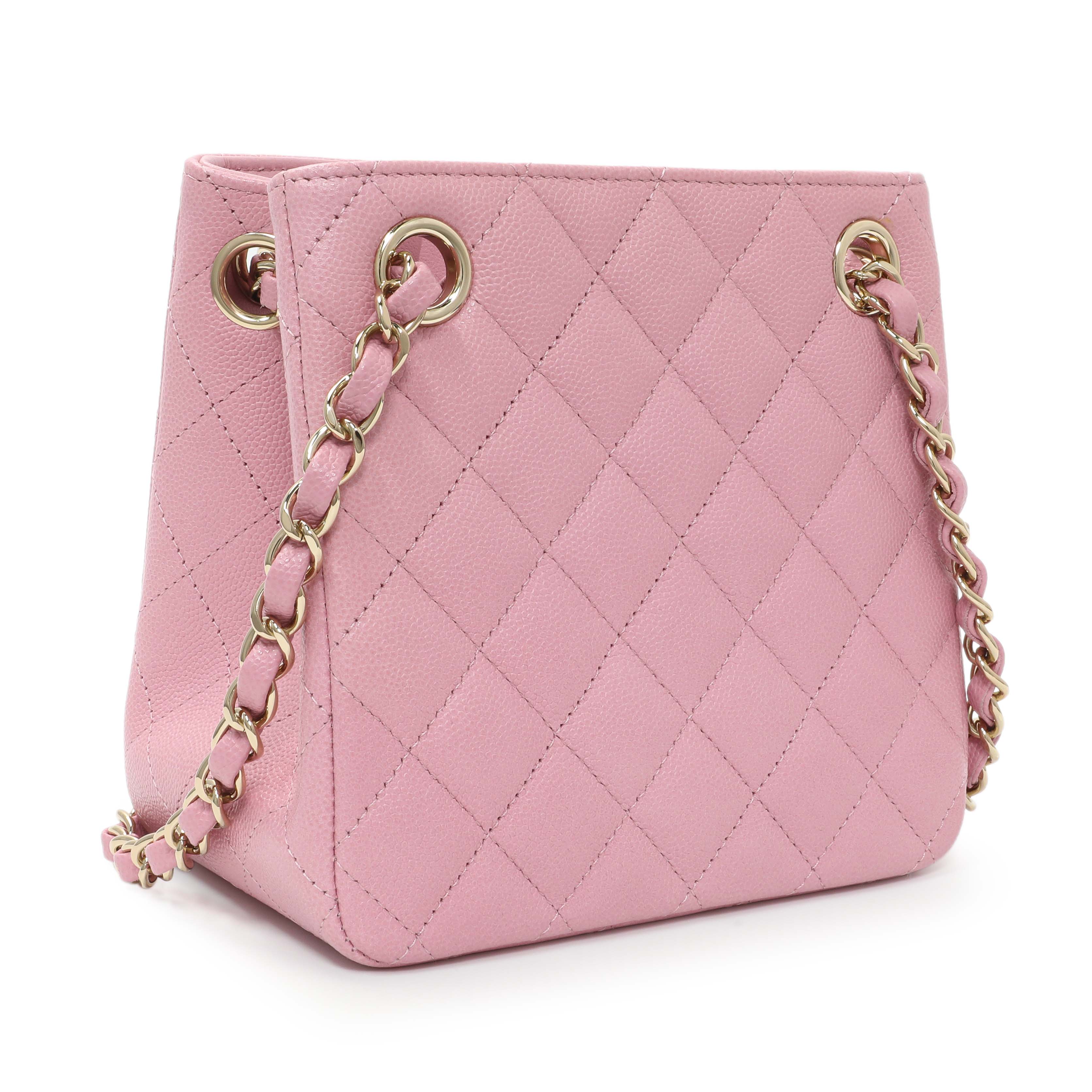 Chanel Pink Caviar Mini Bucket Bag - Image 2