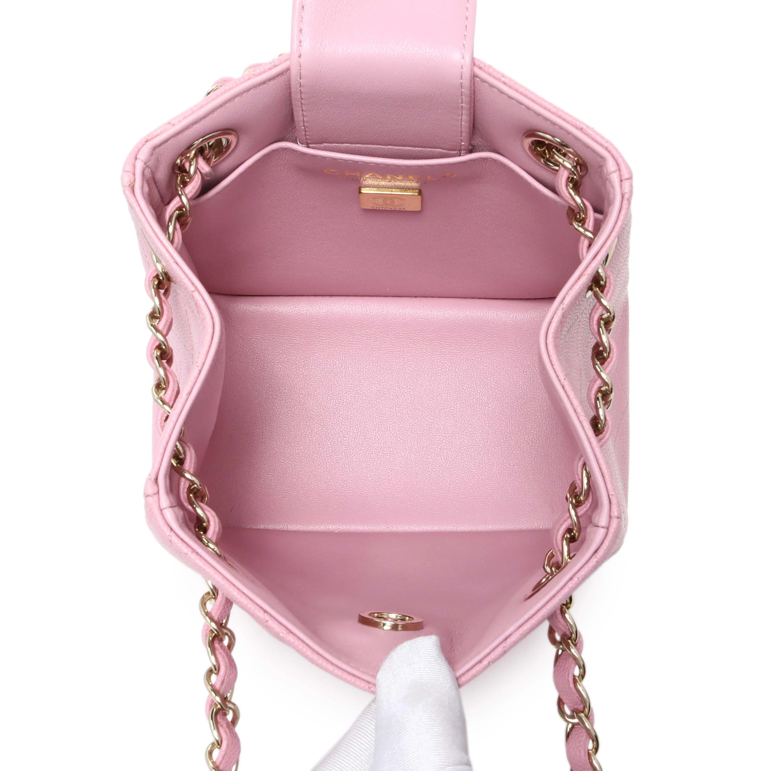 Chanel Pink Caviar Mini Bucket Bag - Image 4