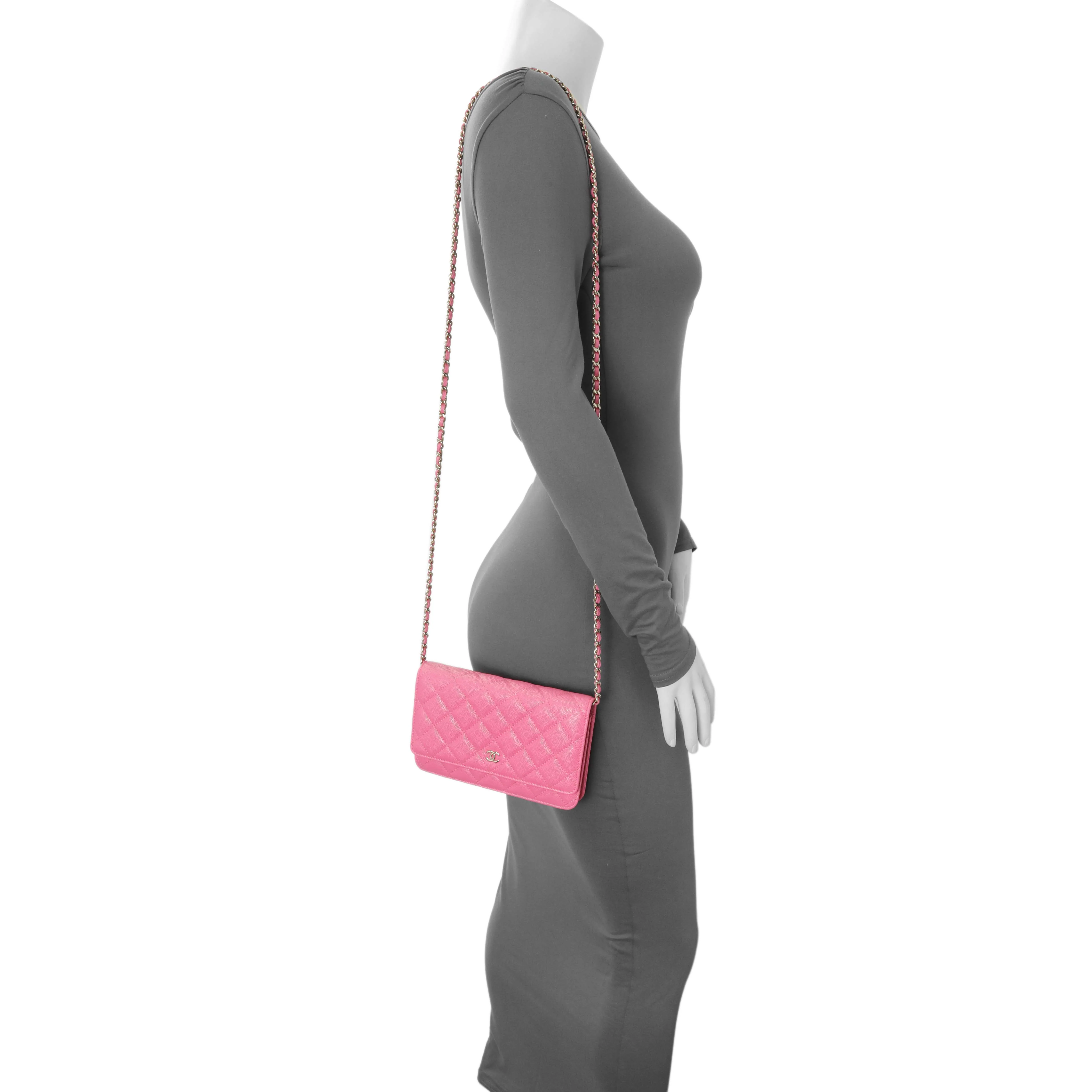 Chanel Pink Caviar Wallet on Chain - Image 8