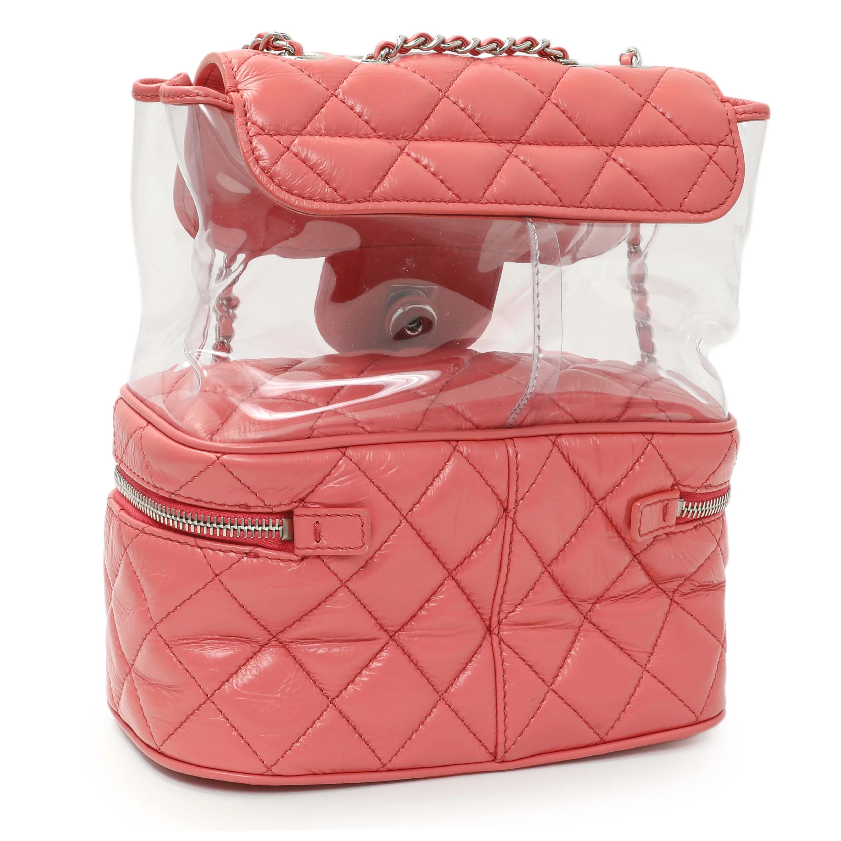 Chanel Pink Crumpled Calfskin PVC Quilted Aquarium Backpack - Image 2