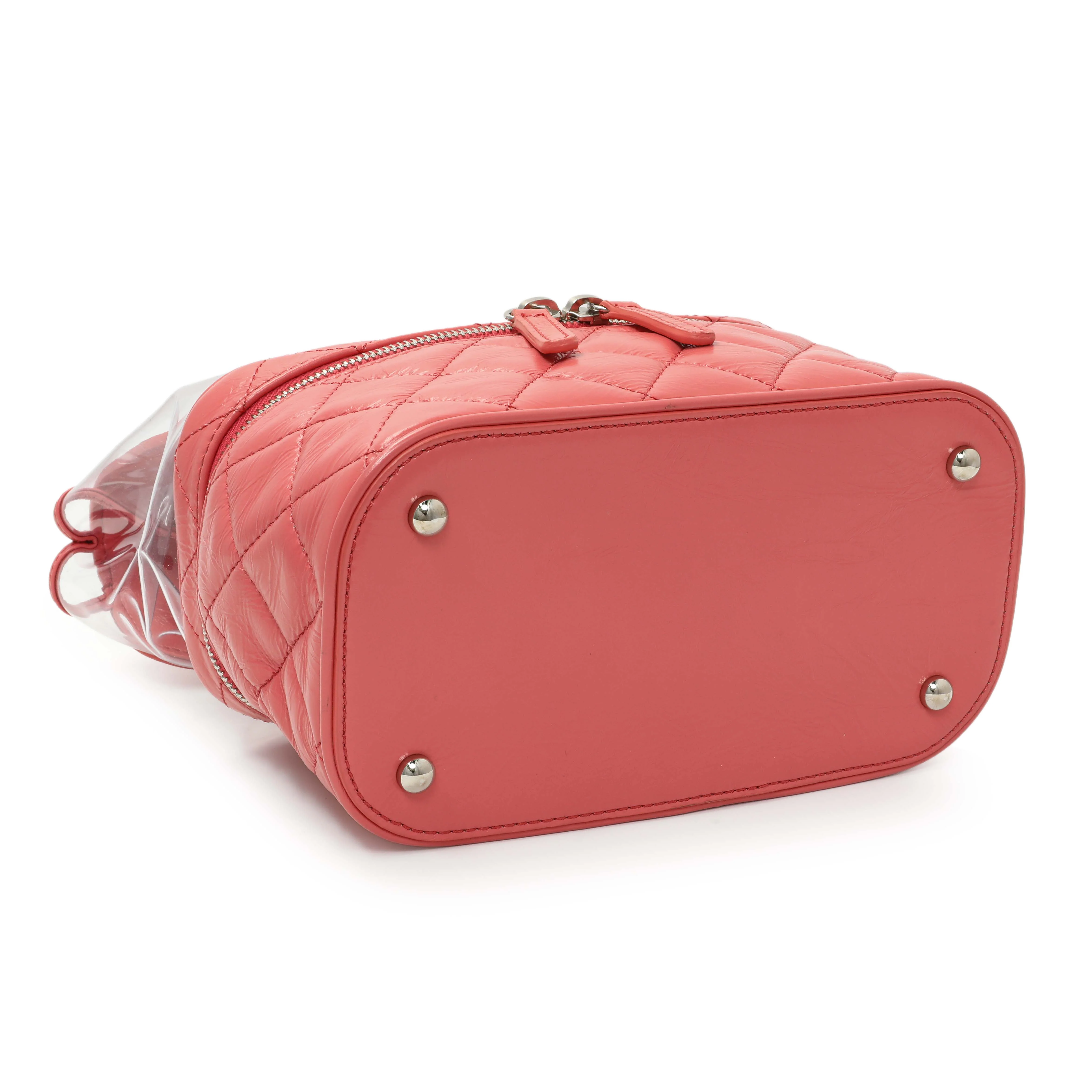 Chanel Pink Crumpled Calfskin PVC Quilted Aquarium Backpack - Image 3