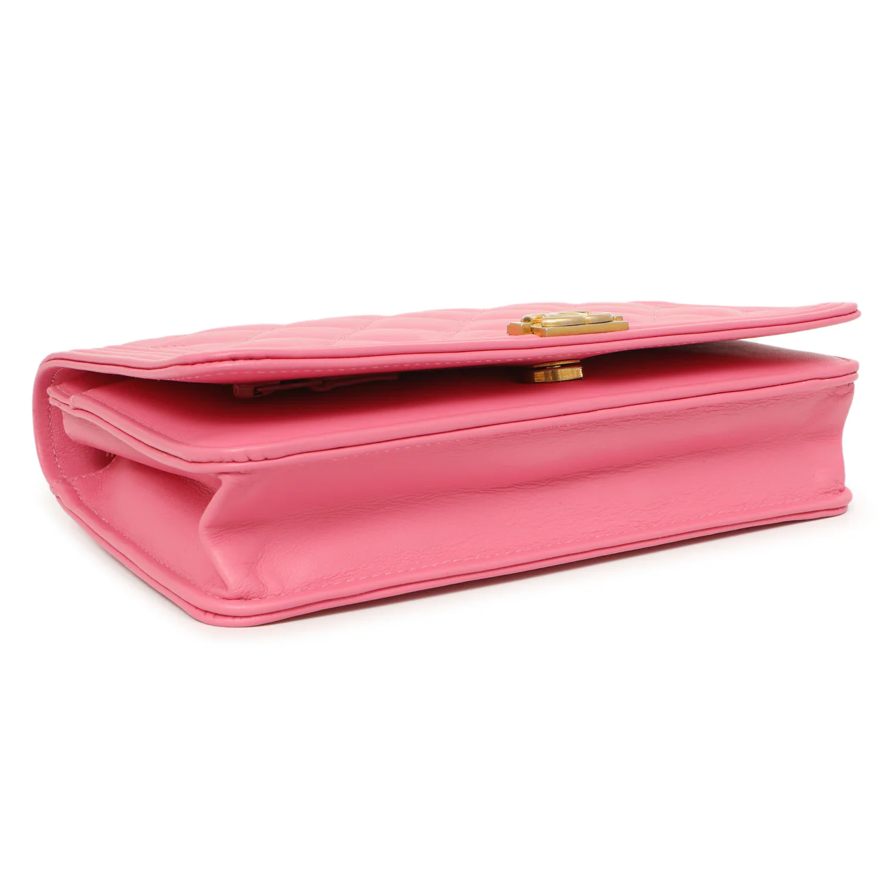 Chanel Pink Quilted Calfskin Boy Wallet on Chain - Image 3