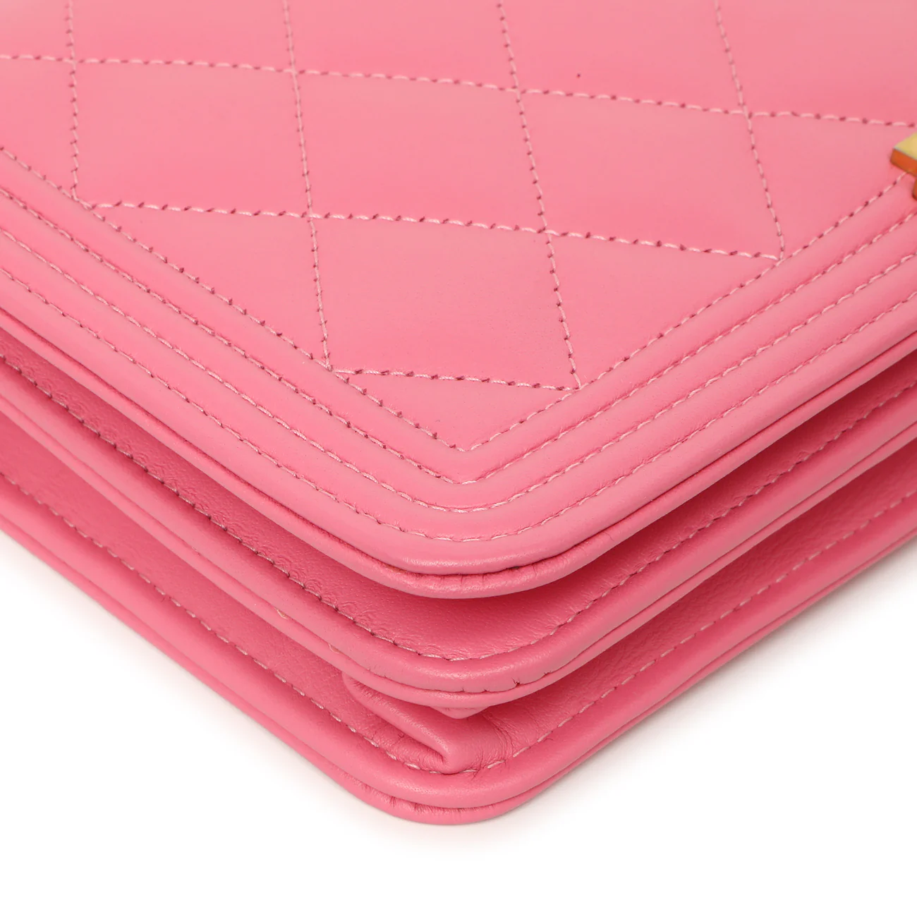 Chanel Pink Quilted Calfskin Boy Wallet on Chain - Image 4