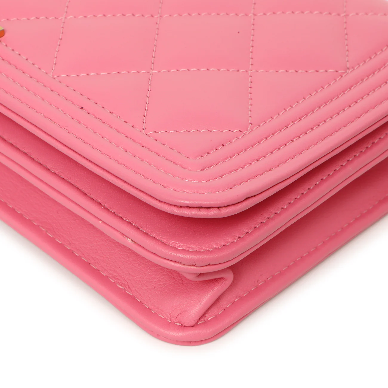 Chanel Pink Quilted Calfskin Boy Wallet on Chain - Image 5