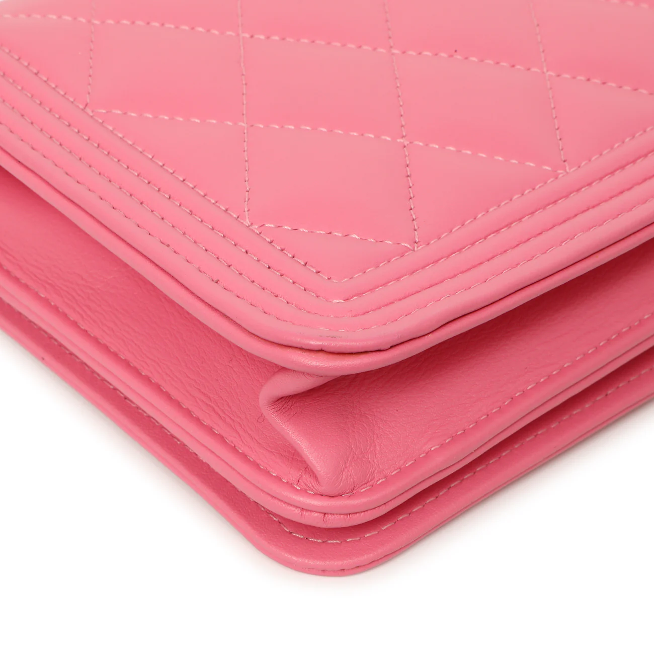 Chanel Pink Quilted Calfskin Boy Wallet on Chain - Image 6