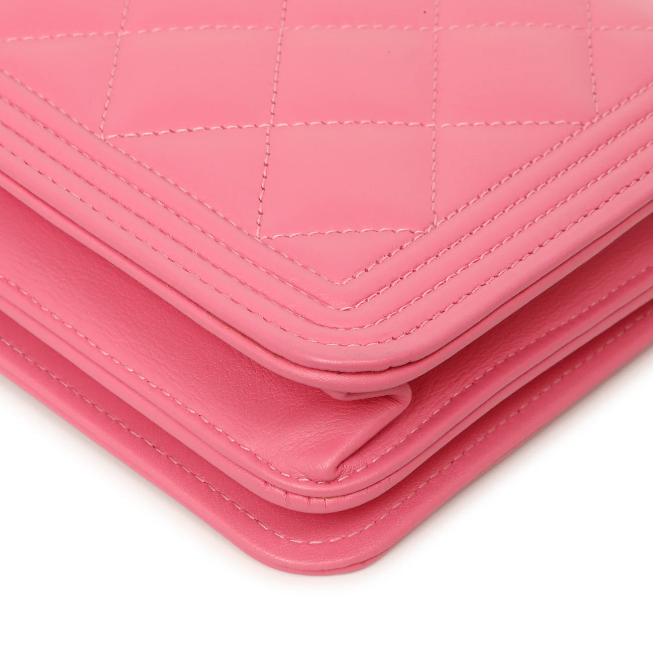 Chanel Pink Quilted Calfskin Boy Wallet on Chain - Image 7