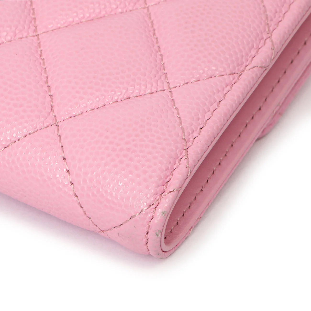 Chanel Pink Quilted Caviar Compact Flap Wallet - Image 11