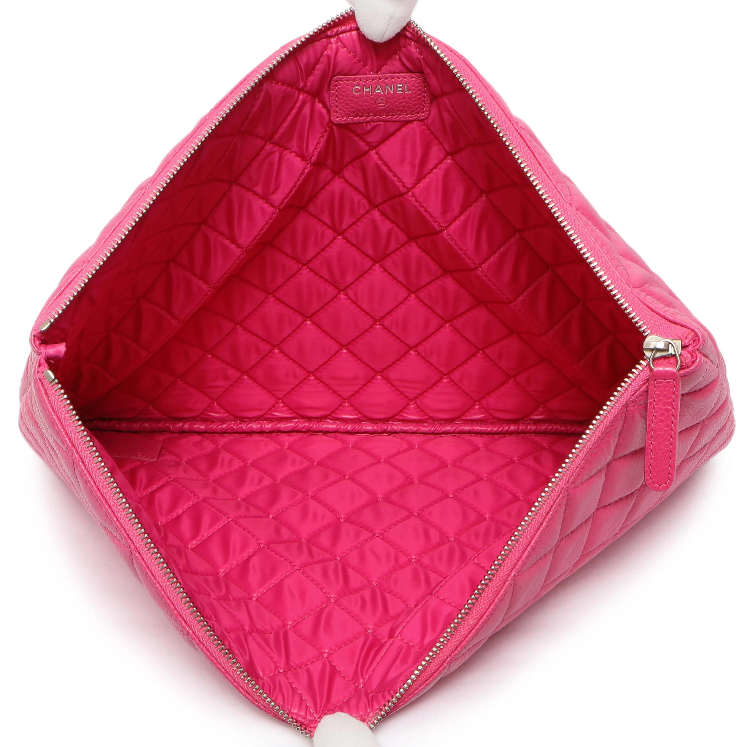 Chanel Pink Quilted Caviar Large Cosmetic Case - Image 4