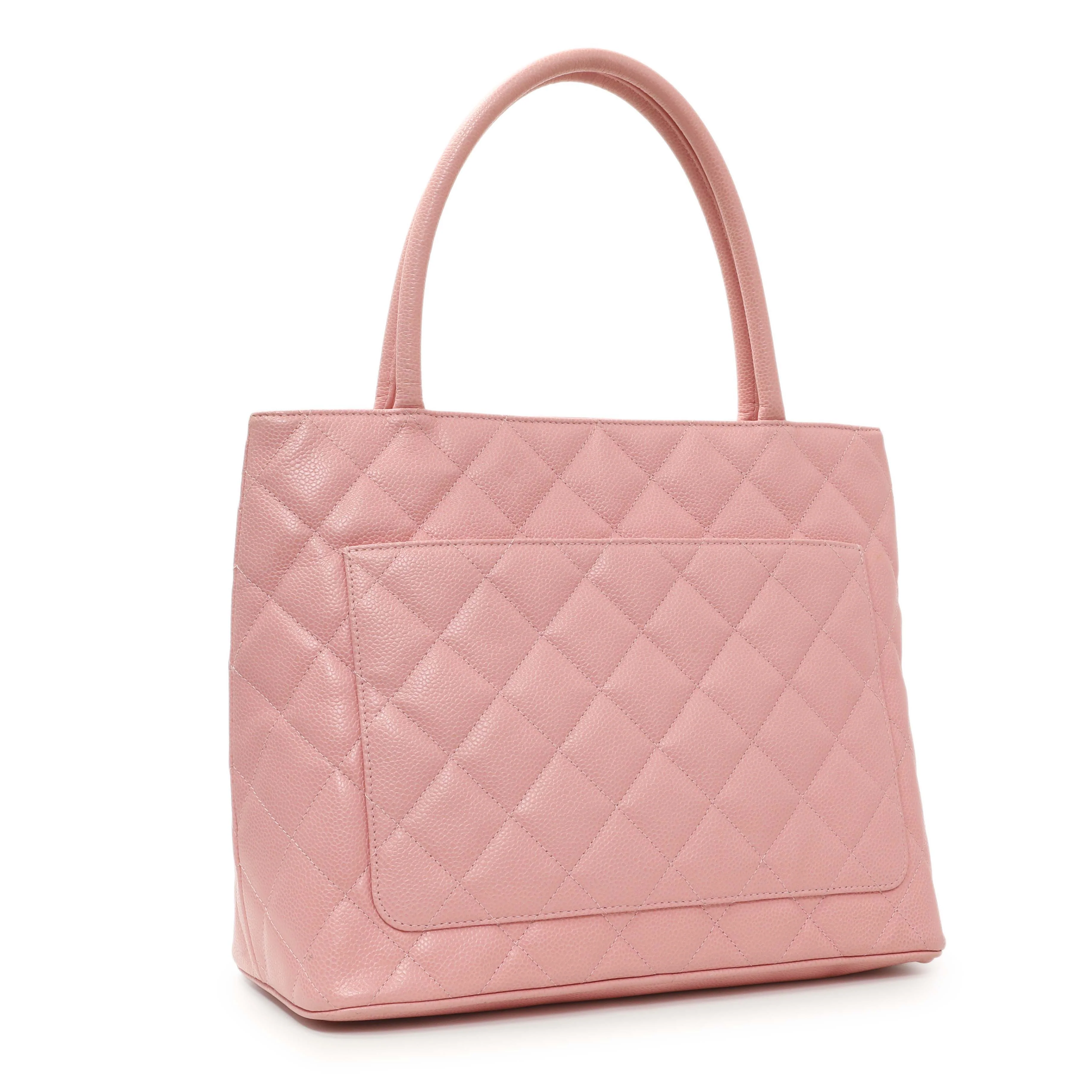 Chanel Pink Quilted Caviar Medallion Tote - Image 2