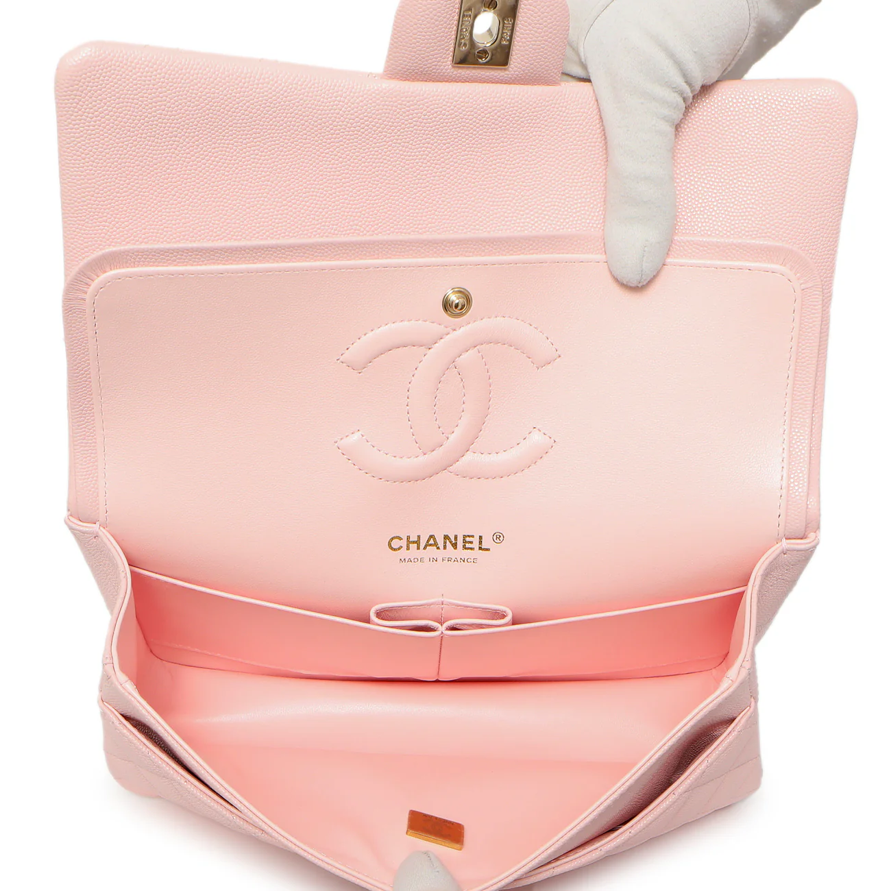 Chanel Pink Quilted Caviar Medium Classic Double Flap - Image 5