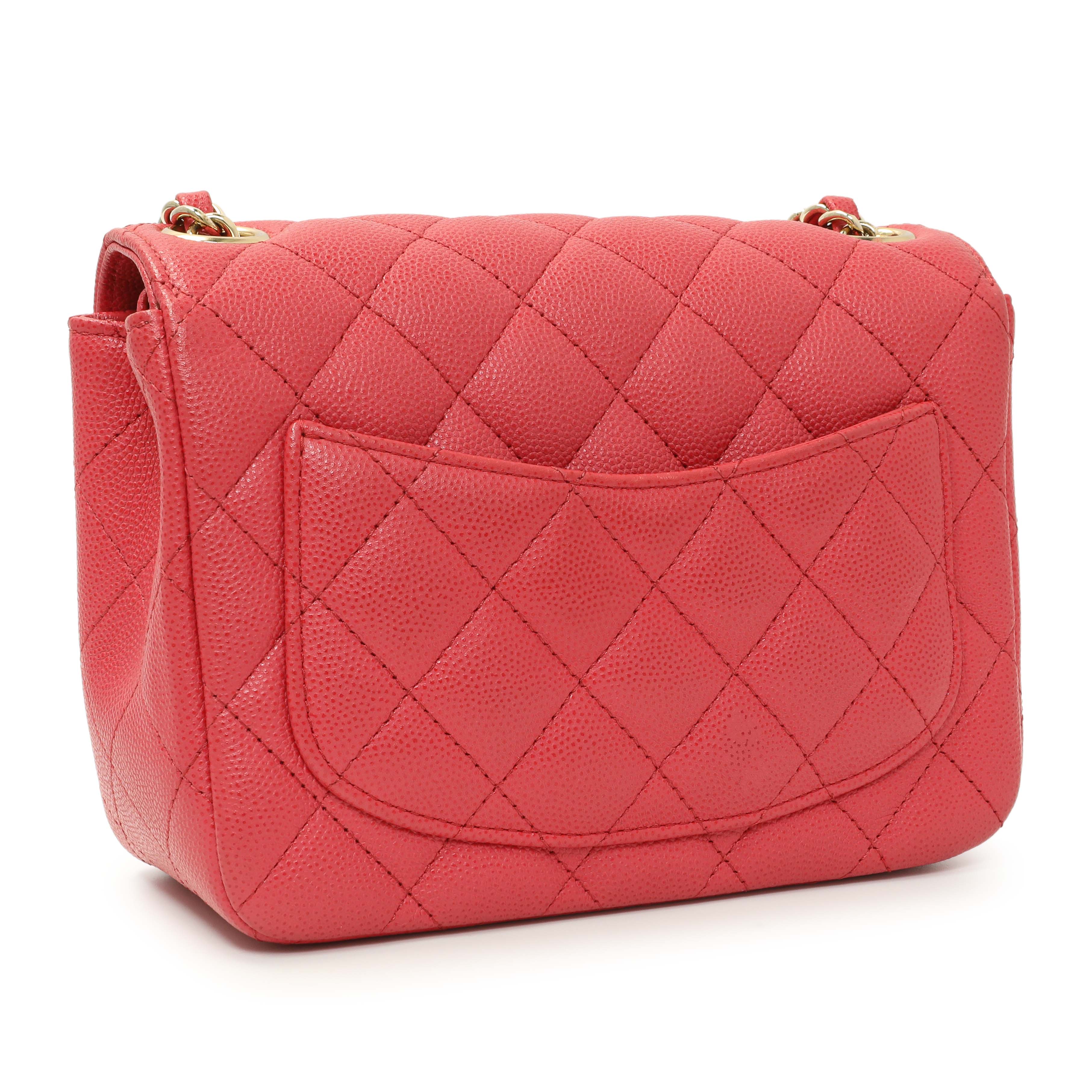 Chanel Pink Quilted Caviar Mini Square Flap - Image 2