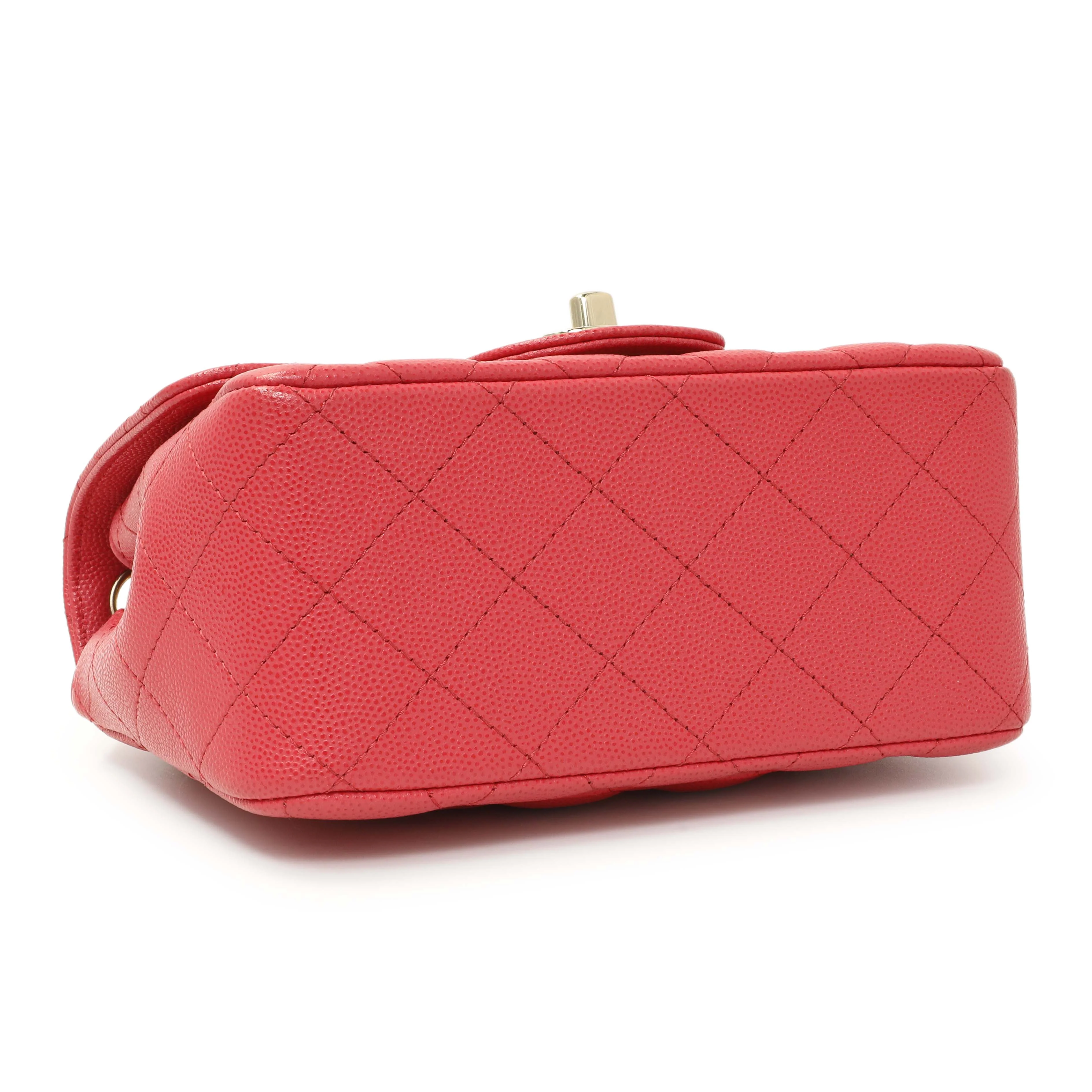Chanel Pink Quilted Caviar Mini Square Flap - Image 3