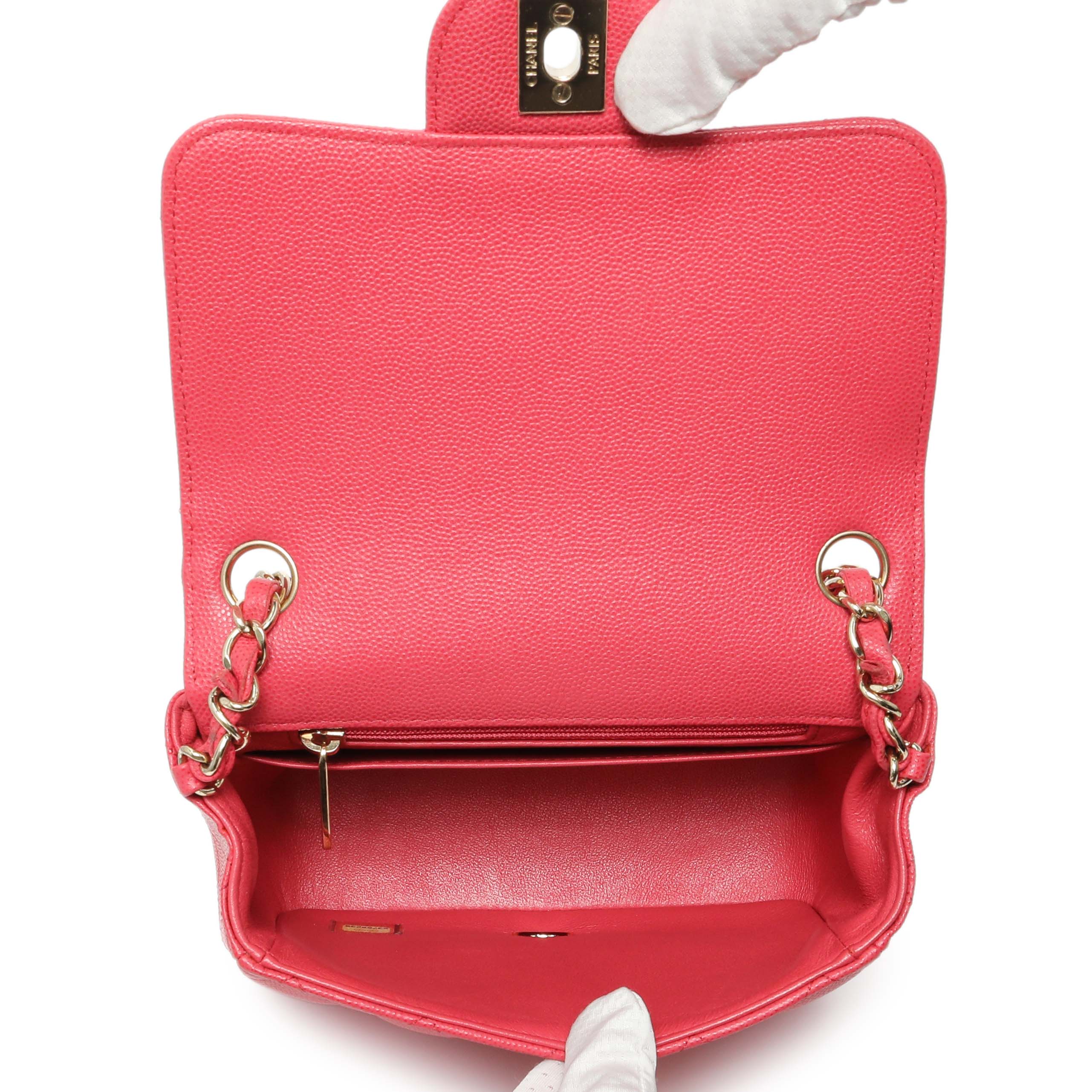 Chanel Pink Quilted Caviar Mini Square Flap - Image 4