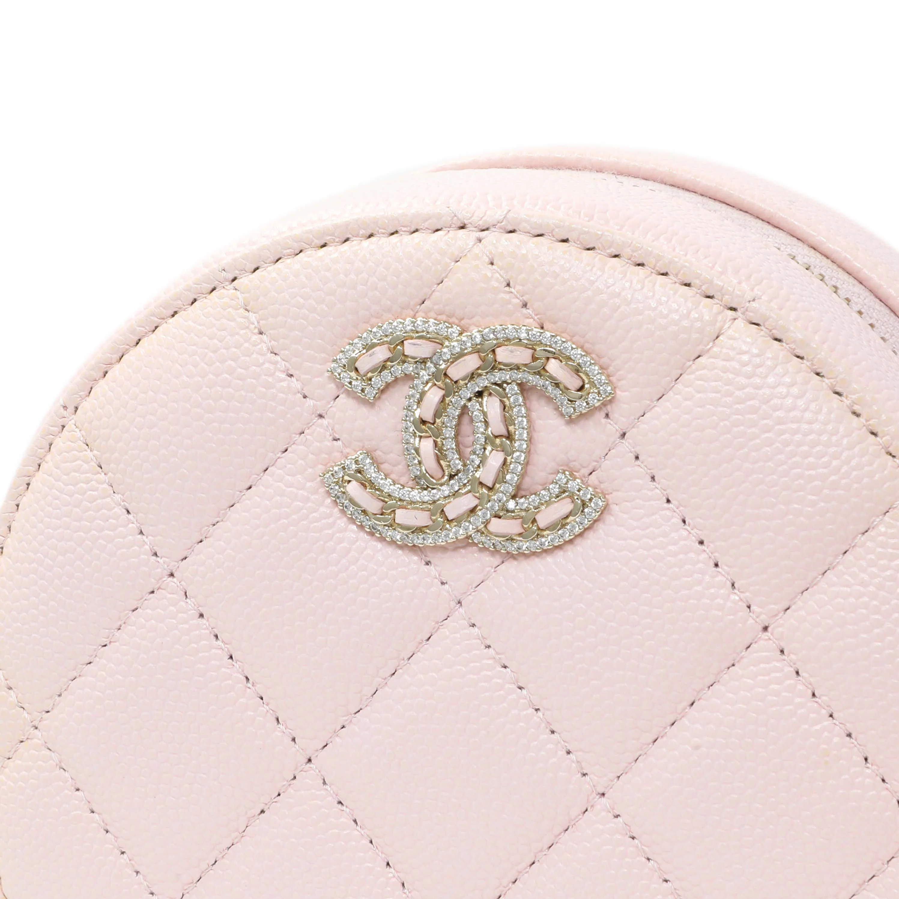 Chanel Pink Quilted Caviar Round Clutch with Chain - Image 7