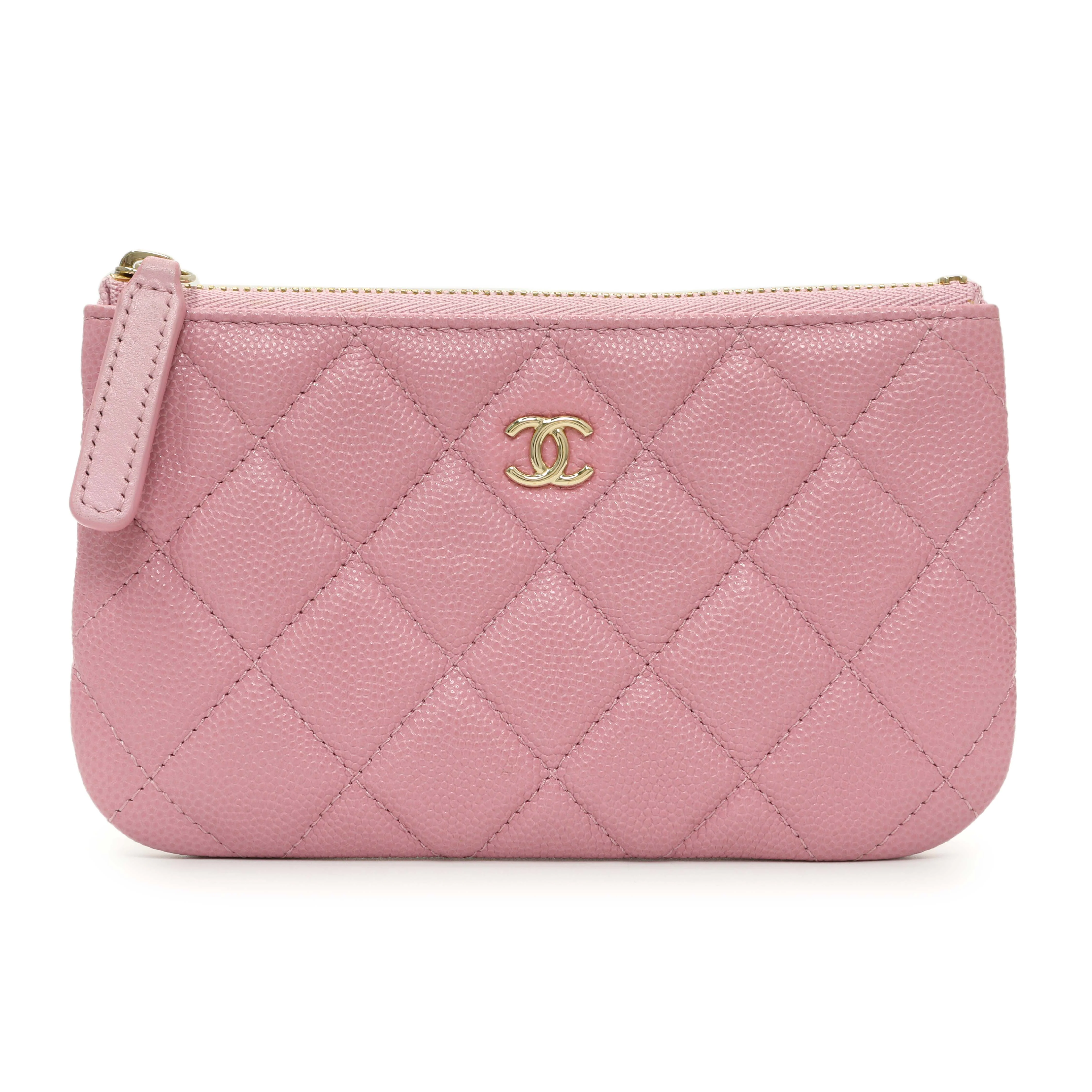 Chanel Pink Quilted Caviar Small Cosmetic Case