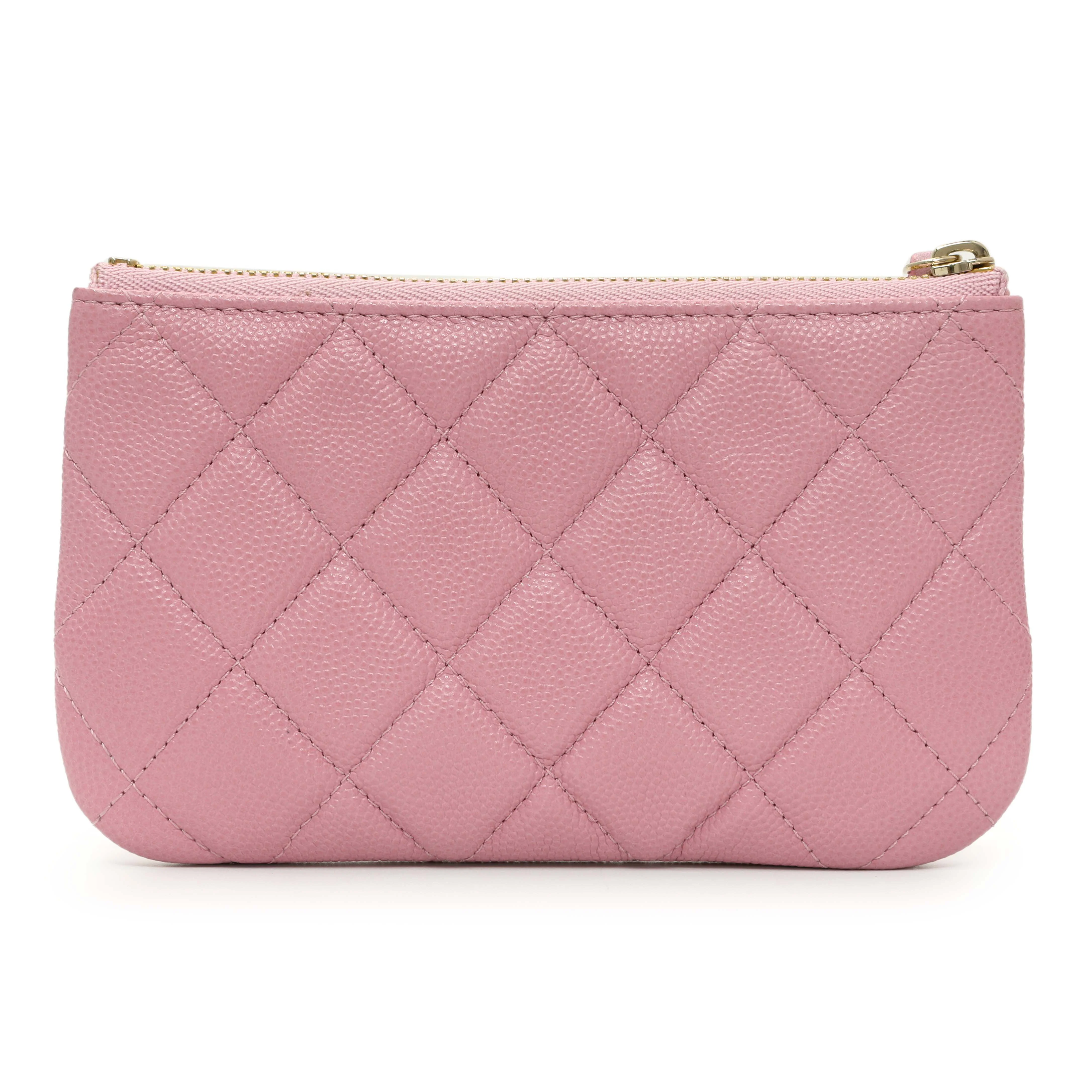 Chanel Pink Quilted Caviar Small Cosmetic Case - Image 2