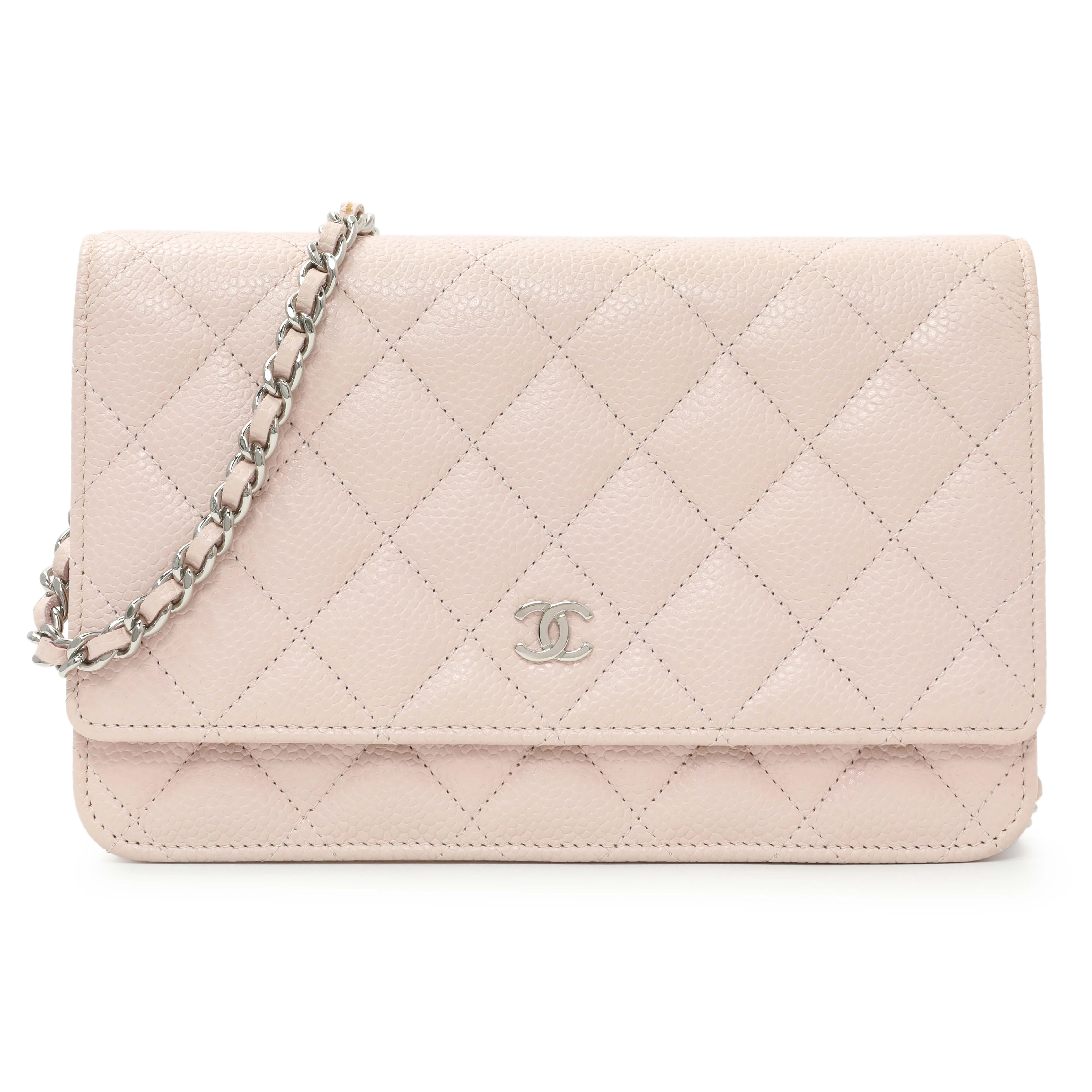 Chanel Pink Quilted Caviar Wallet on Chain