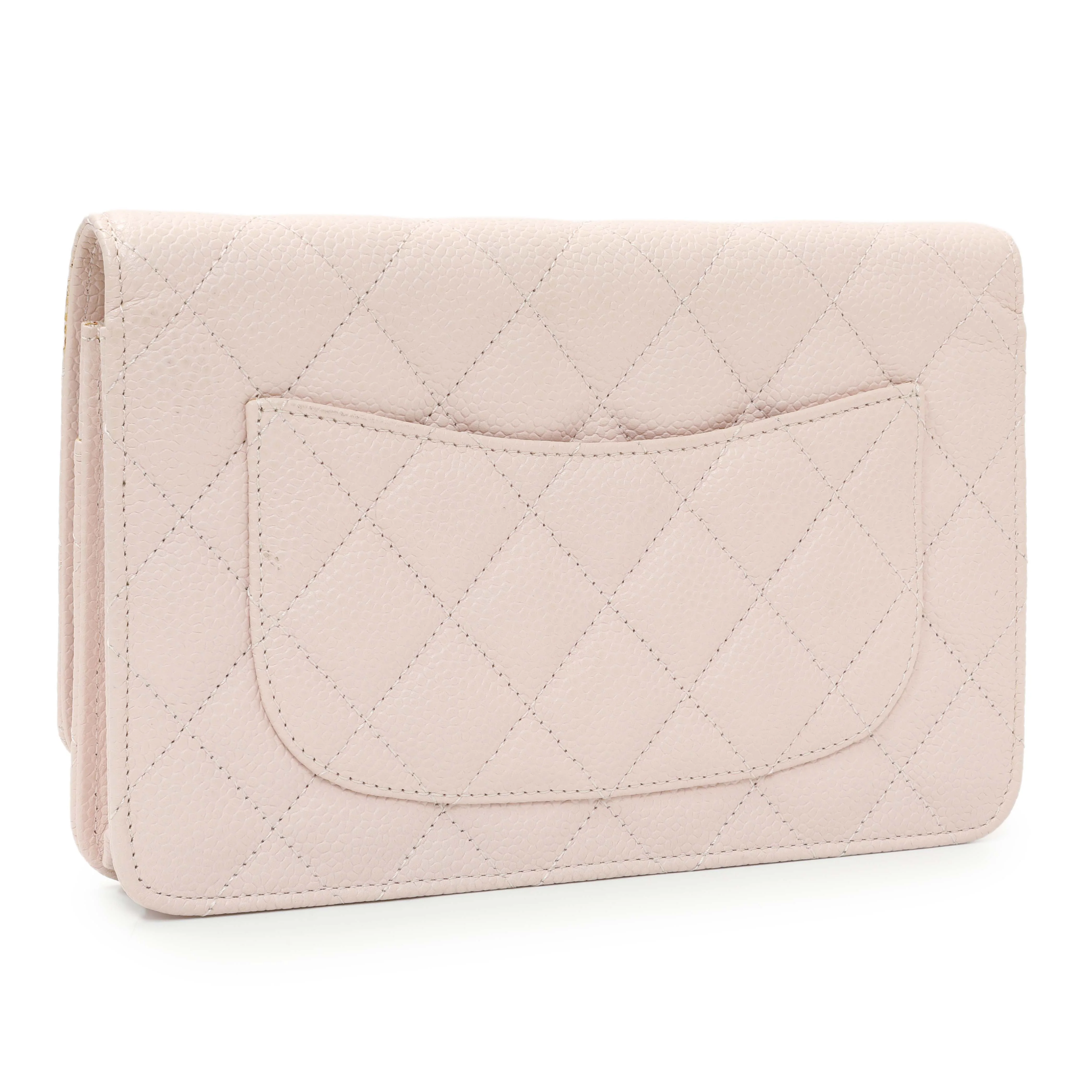 Chanel Pink Quilted Caviar Wallet on Chain - Image 2
