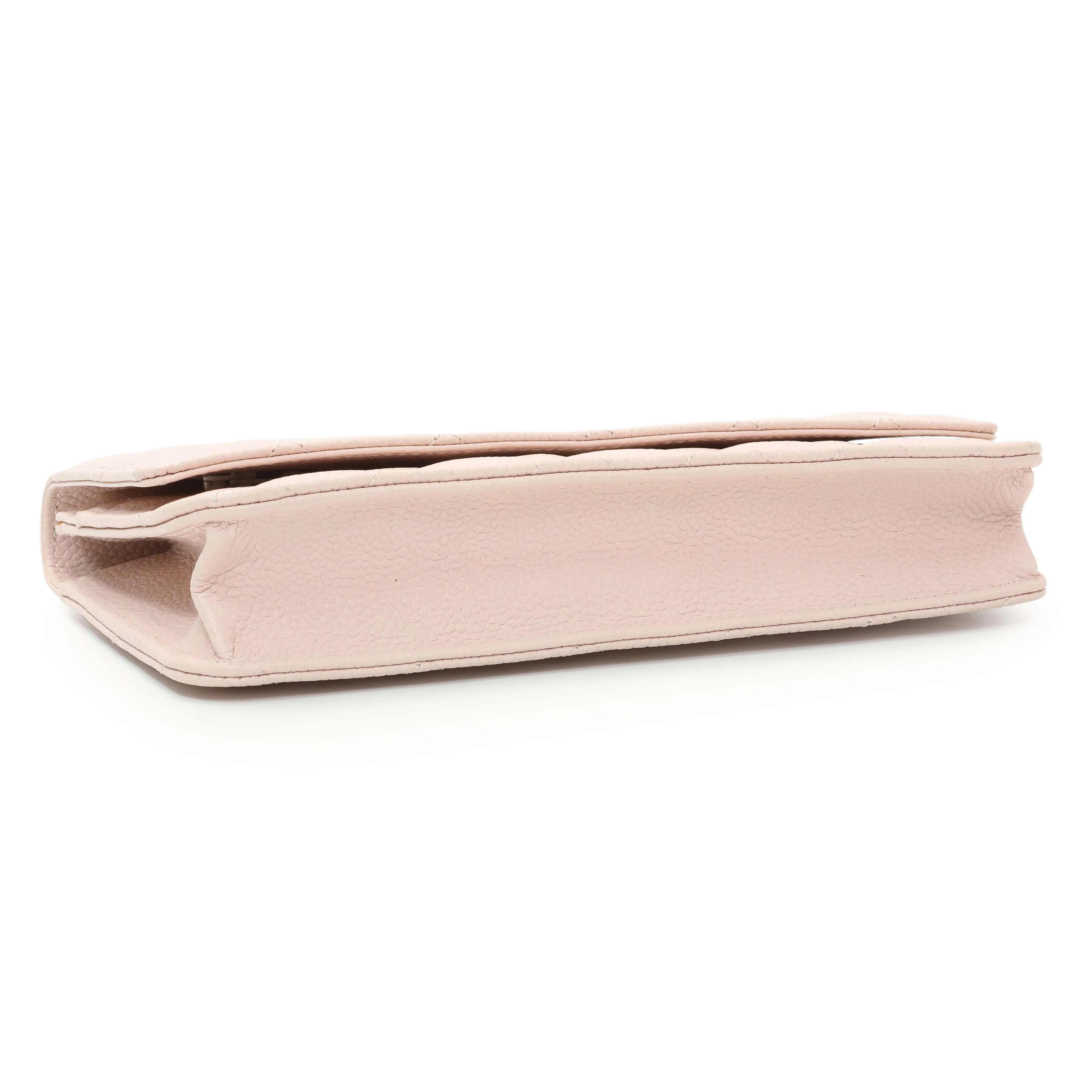 Chanel Pink Quilted Caviar Wallet on Chain - Image 3