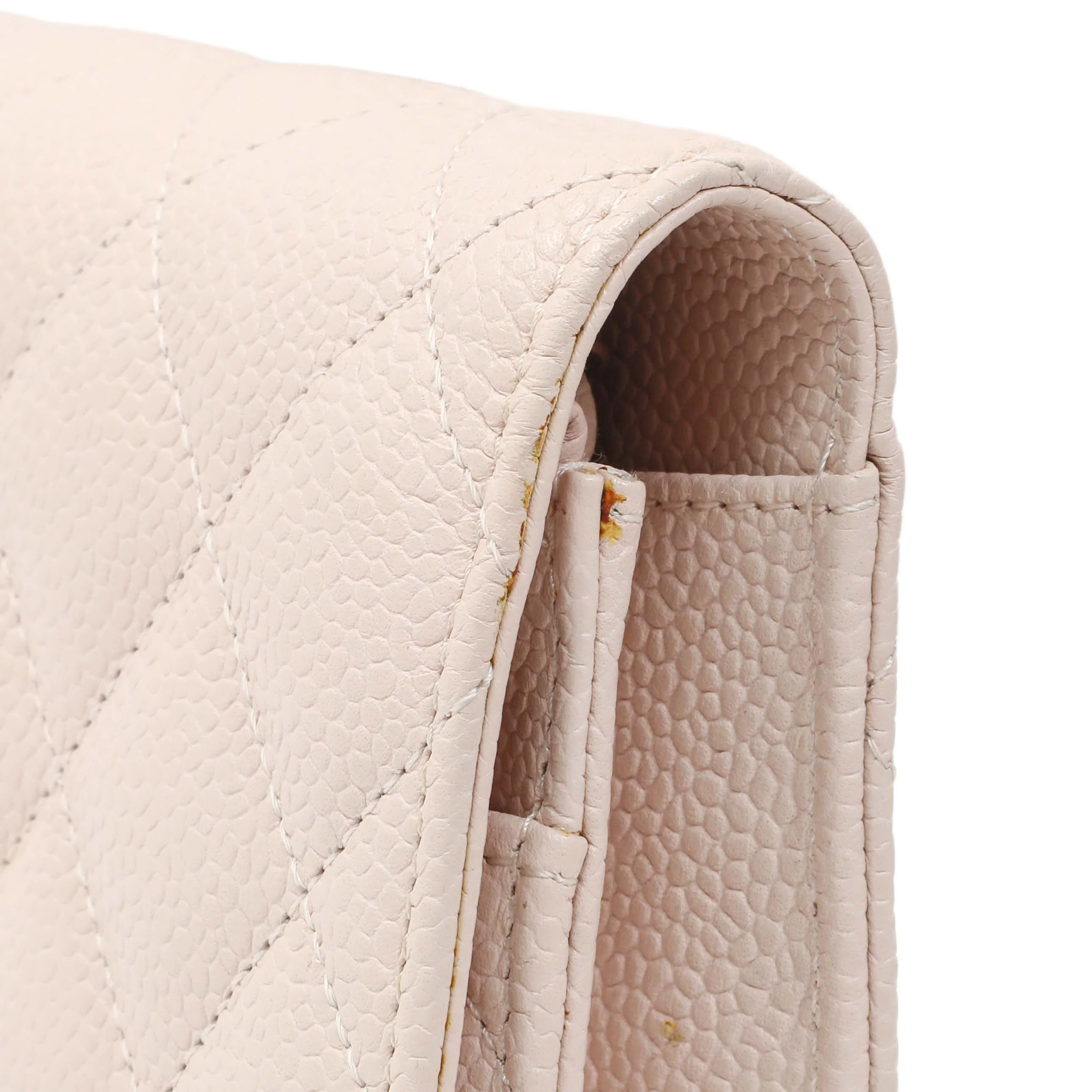 Chanel Pink Quilted Caviar Wallet on Chain - Image 7