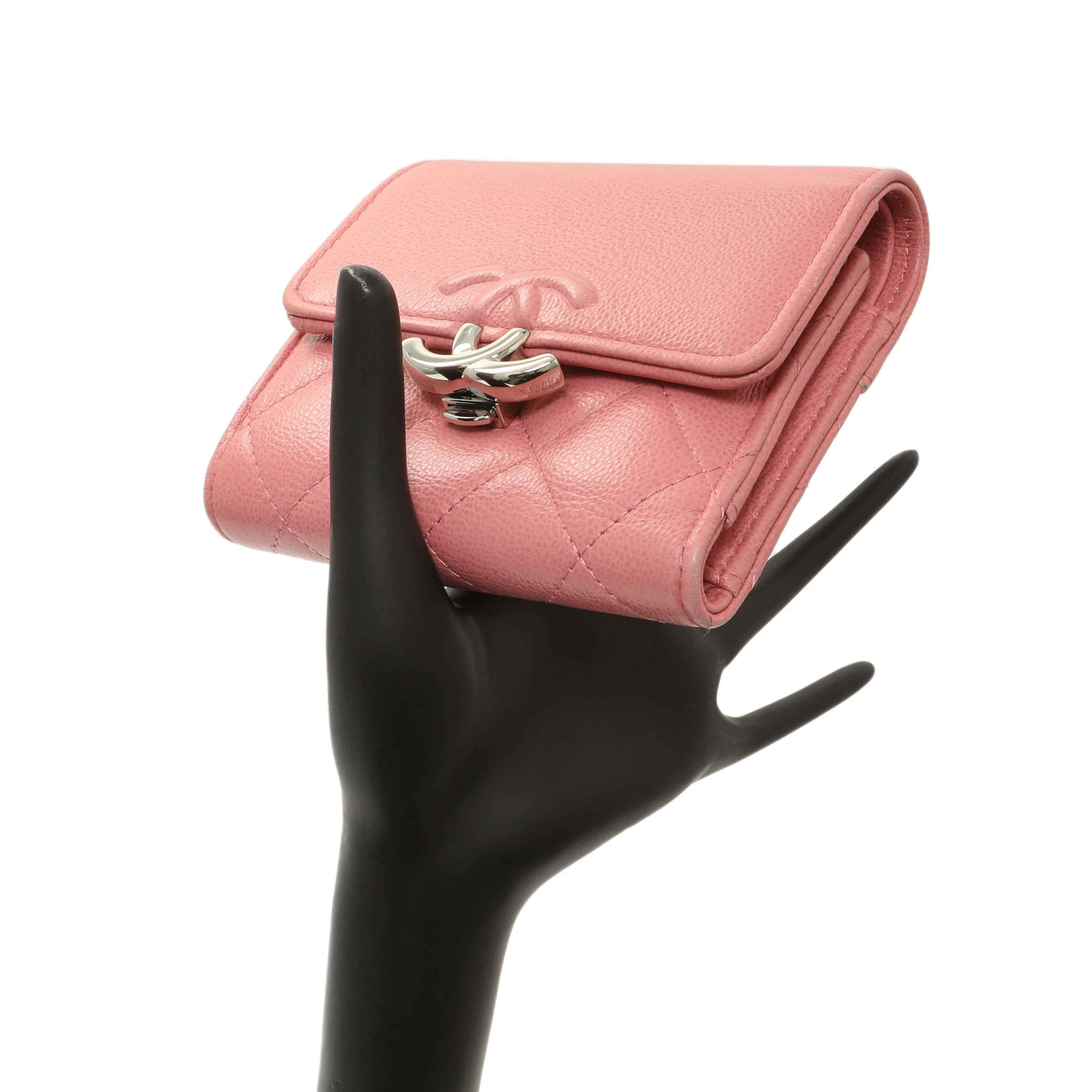 Chanel Pink Quilted Grained Calfskin CC Box Flap Wallet - Image 11