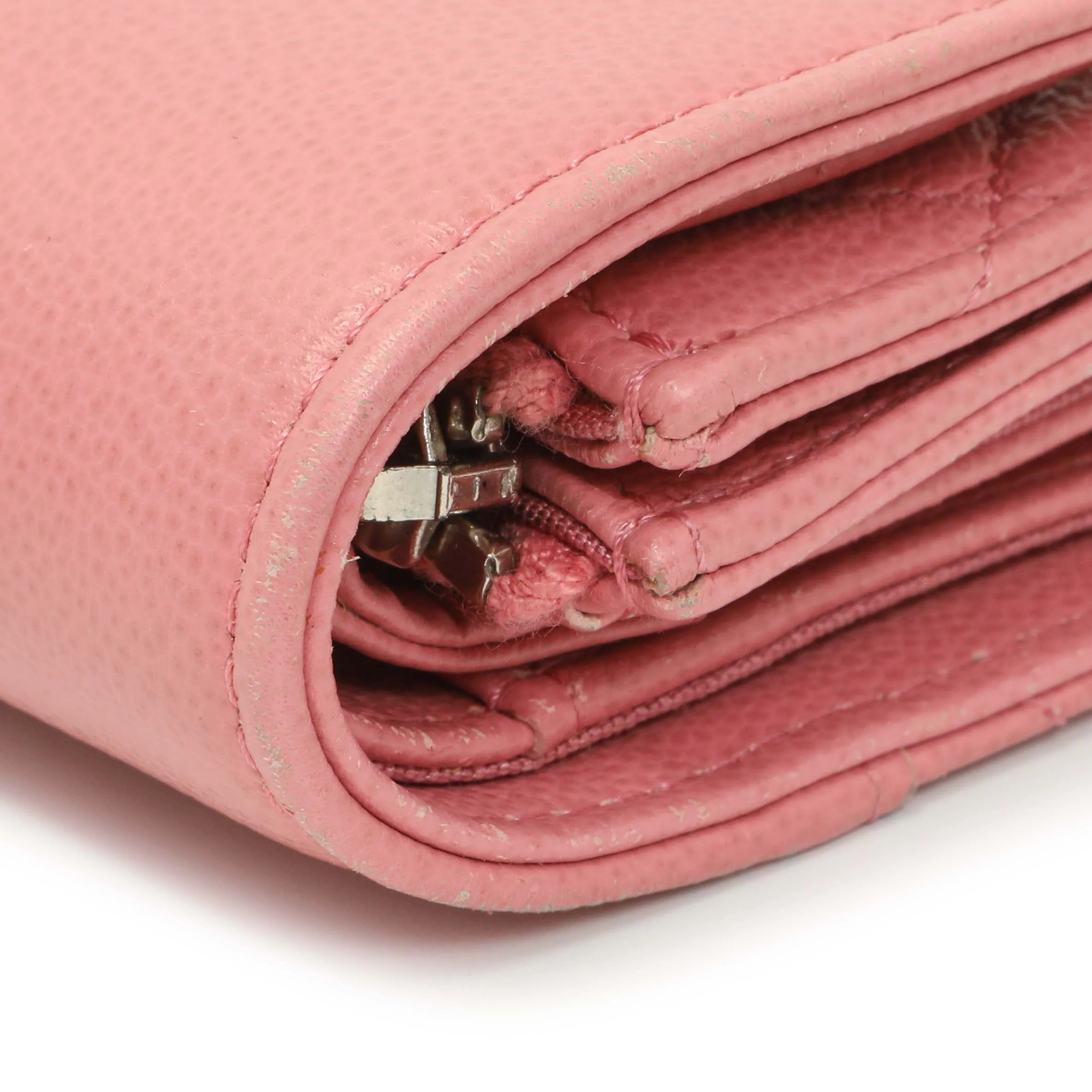 Chanel Pink Quilted Grained Calfskin CC Box Flap Wallet - Image 7