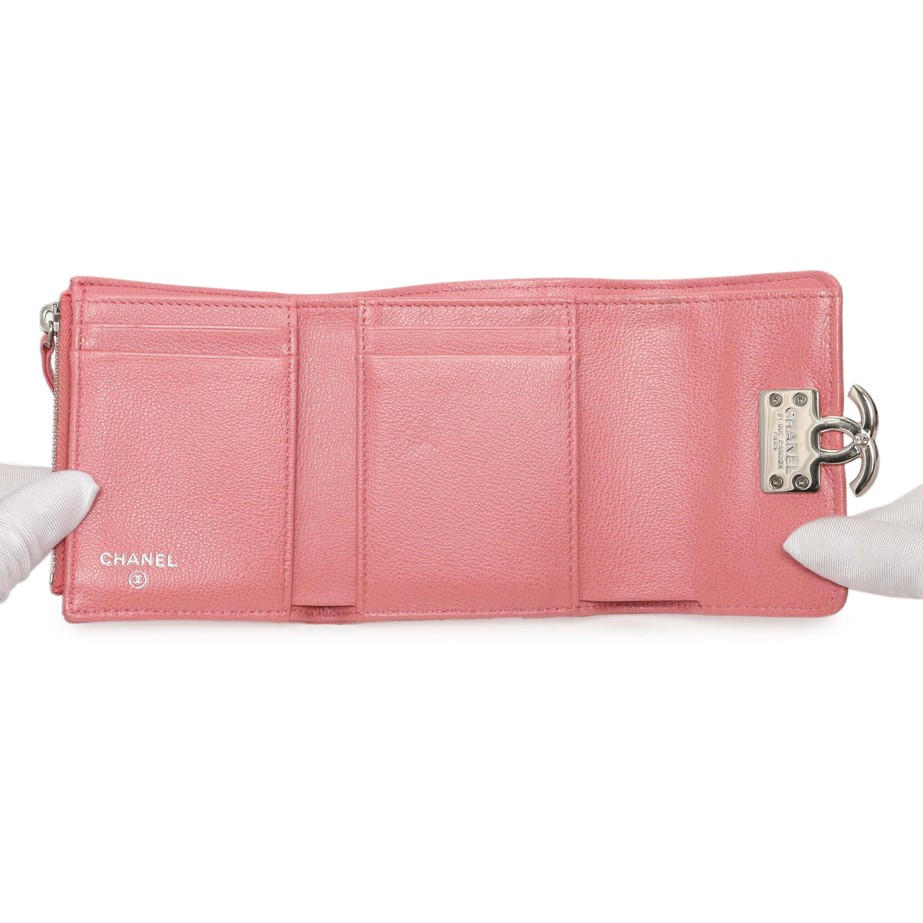 Chanel Pink Quilted Grained Calfskin CC Box Flap Wallet - Image 8