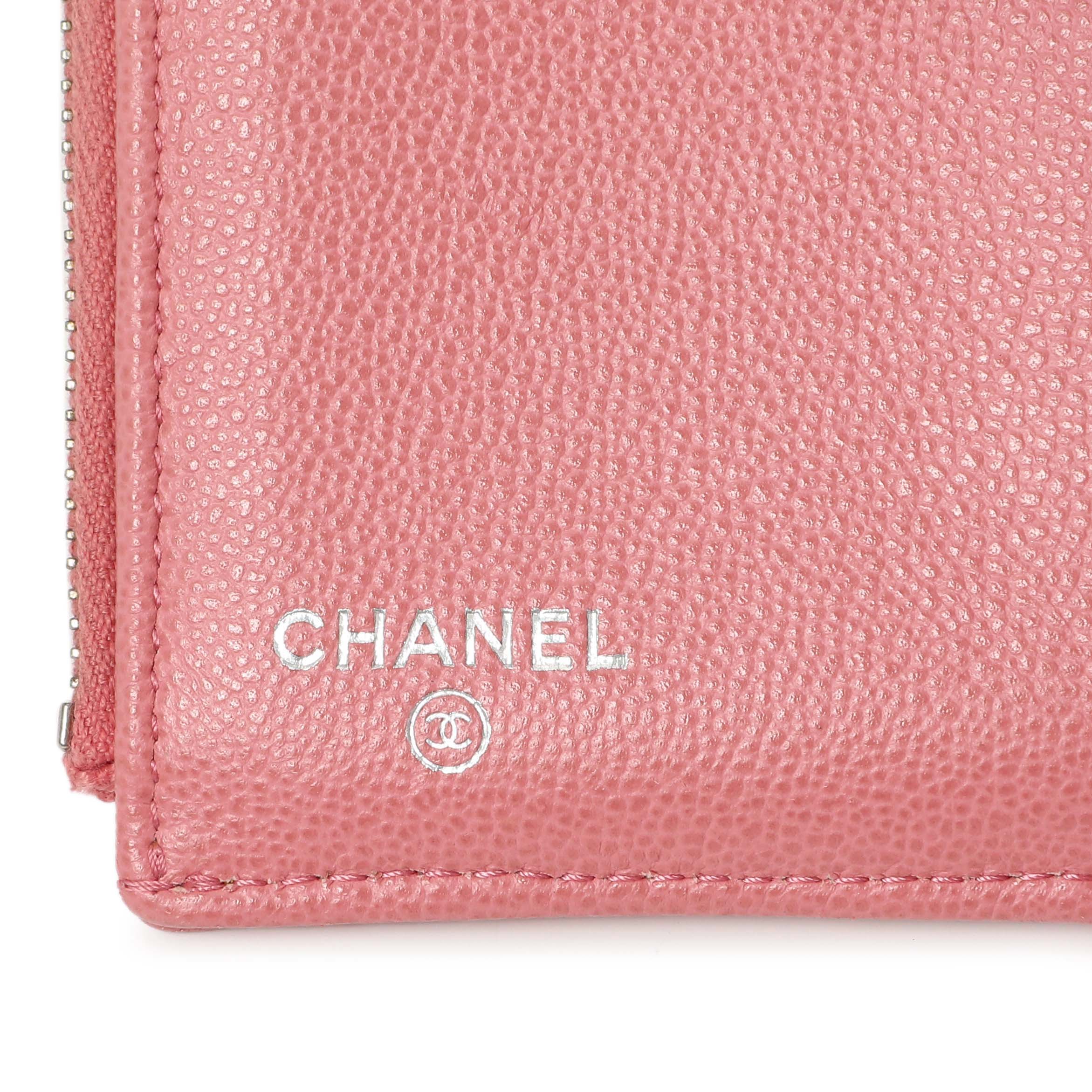 Chanel Pink Quilted Grained Calfskin CC Box Flap Wallet - Image 9