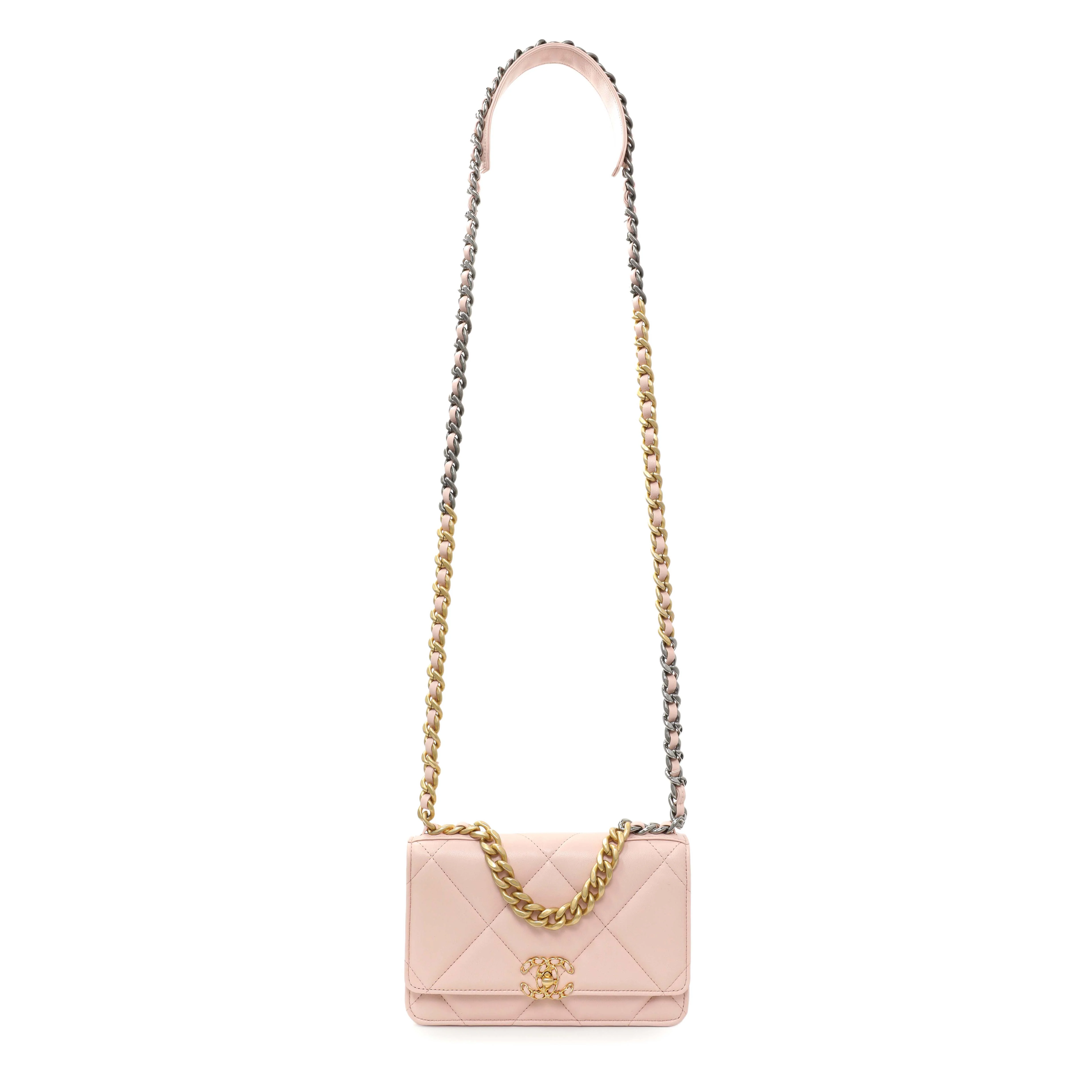 Chanel Pink Quilted Lambskin Chanel 19 Wallet on Chain