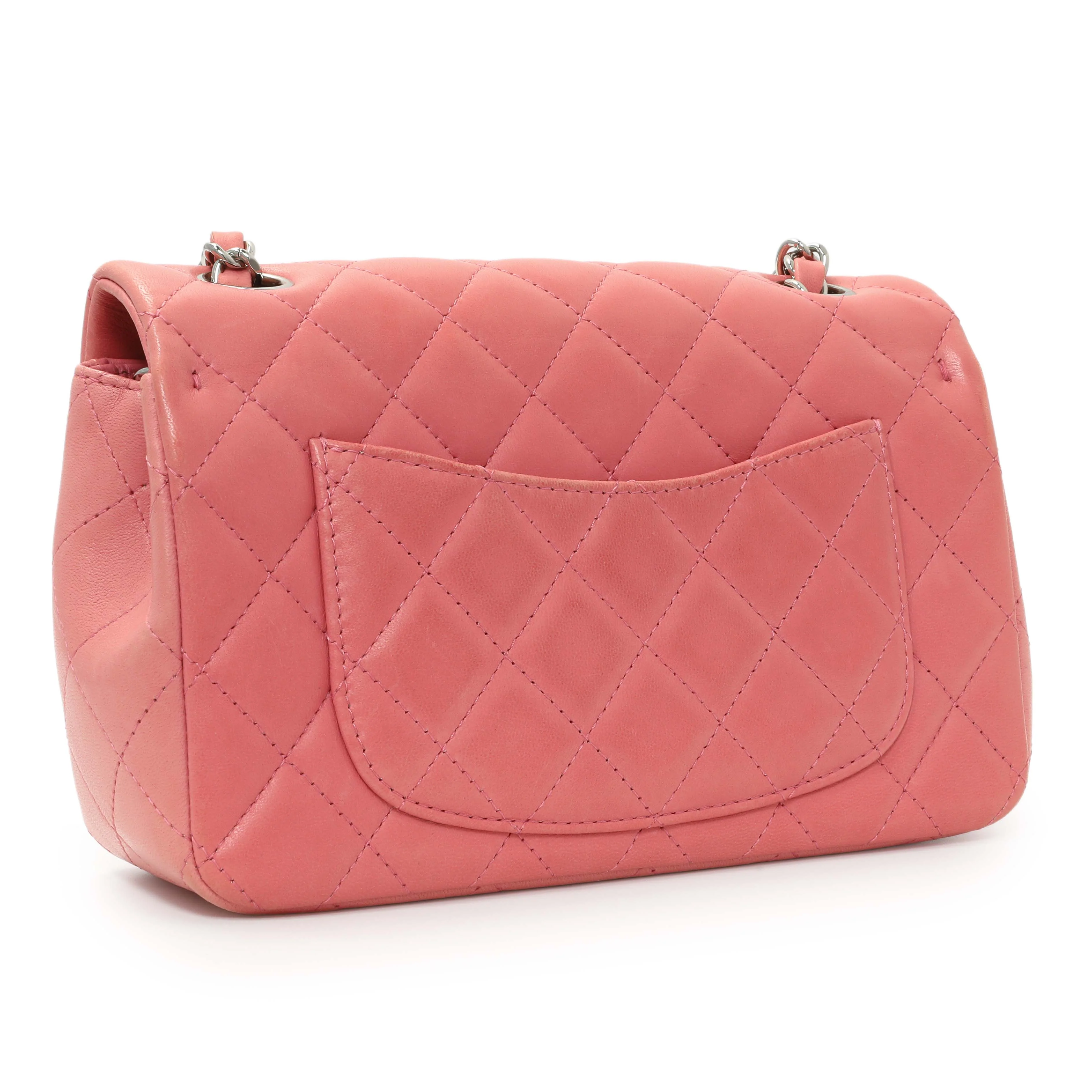 Chanel Pink Quilted Lambskin Mini Rectangular Flap - Image 2