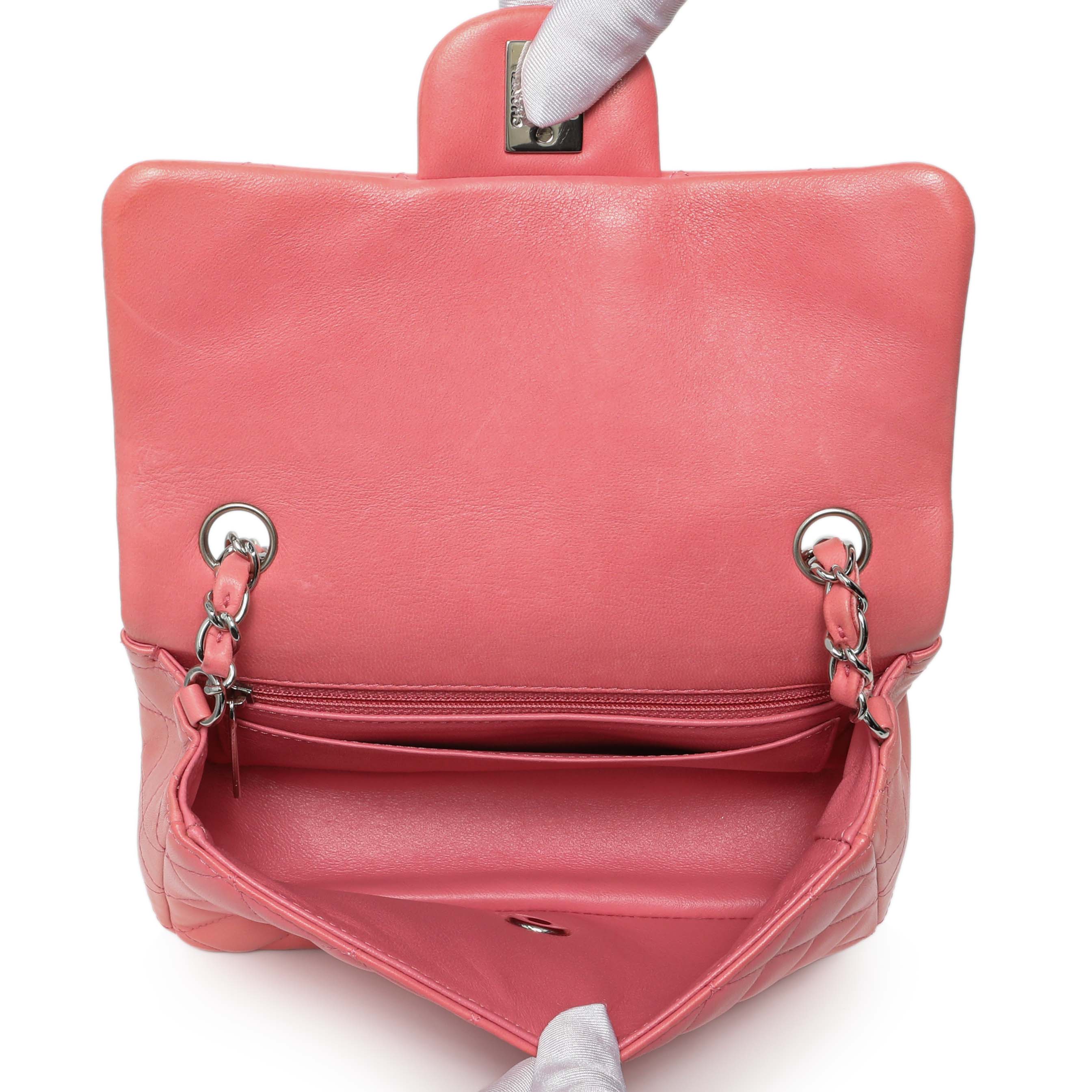 Chanel Pink Quilted Lambskin Mini Rectangular Flap - Image 8