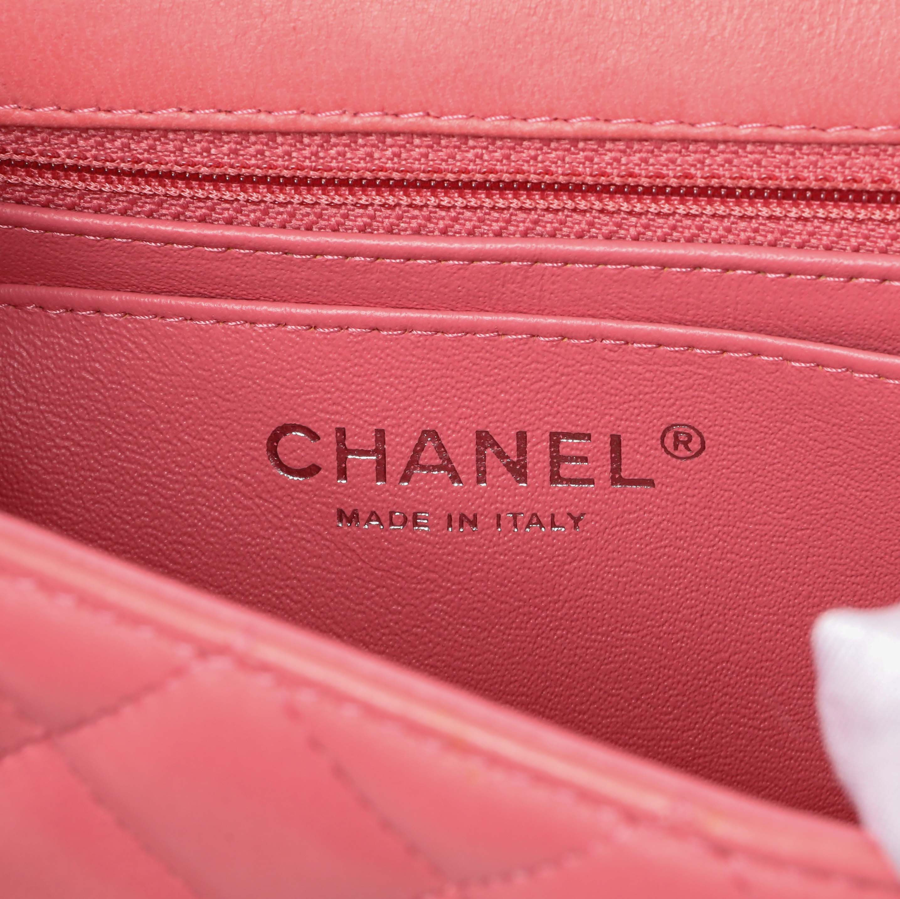 Chanel Pink Quilted Lambskin Mini Rectangular Flap - Image 9