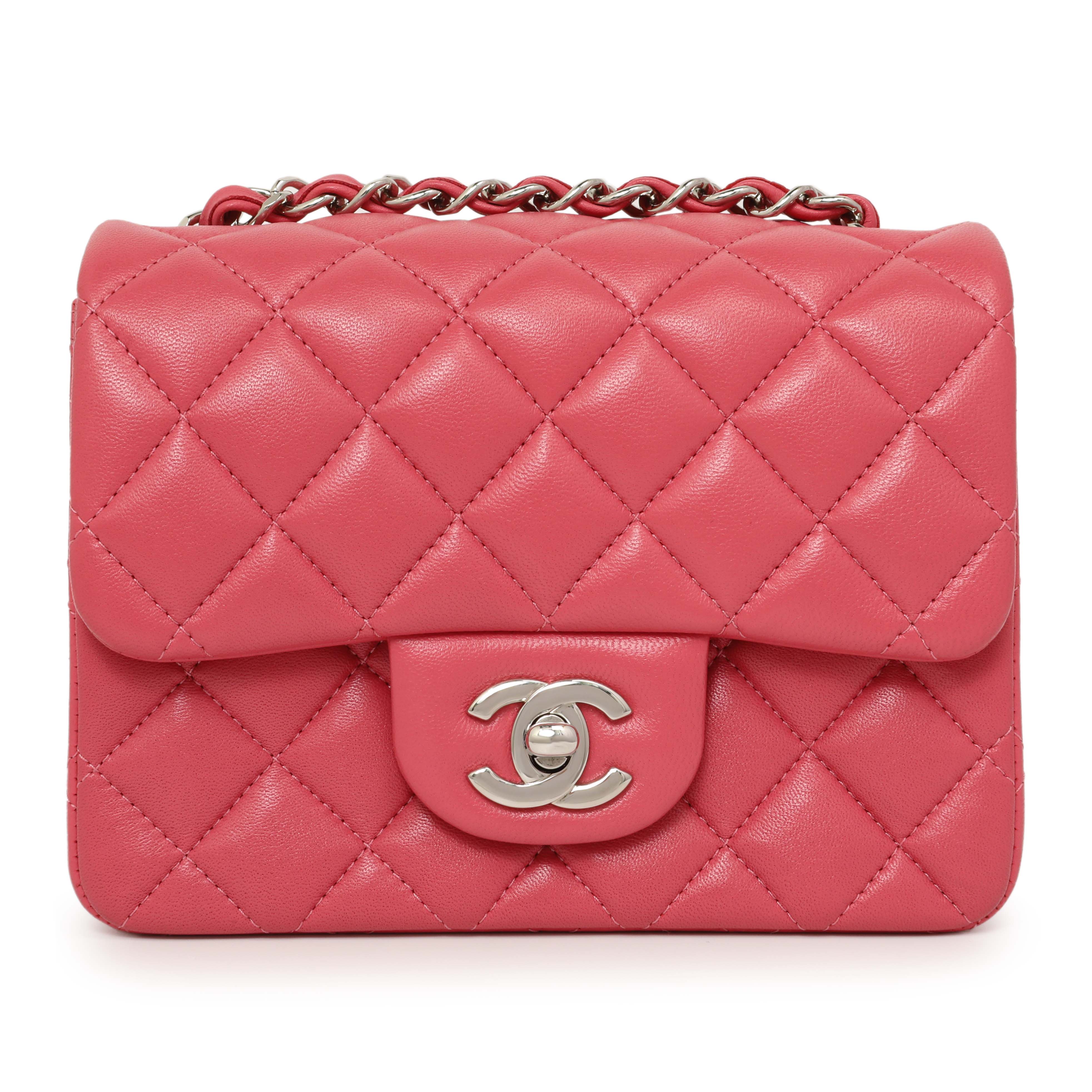 Chanel Pink Quilted Lambskin Mini Square Flap - Image 2