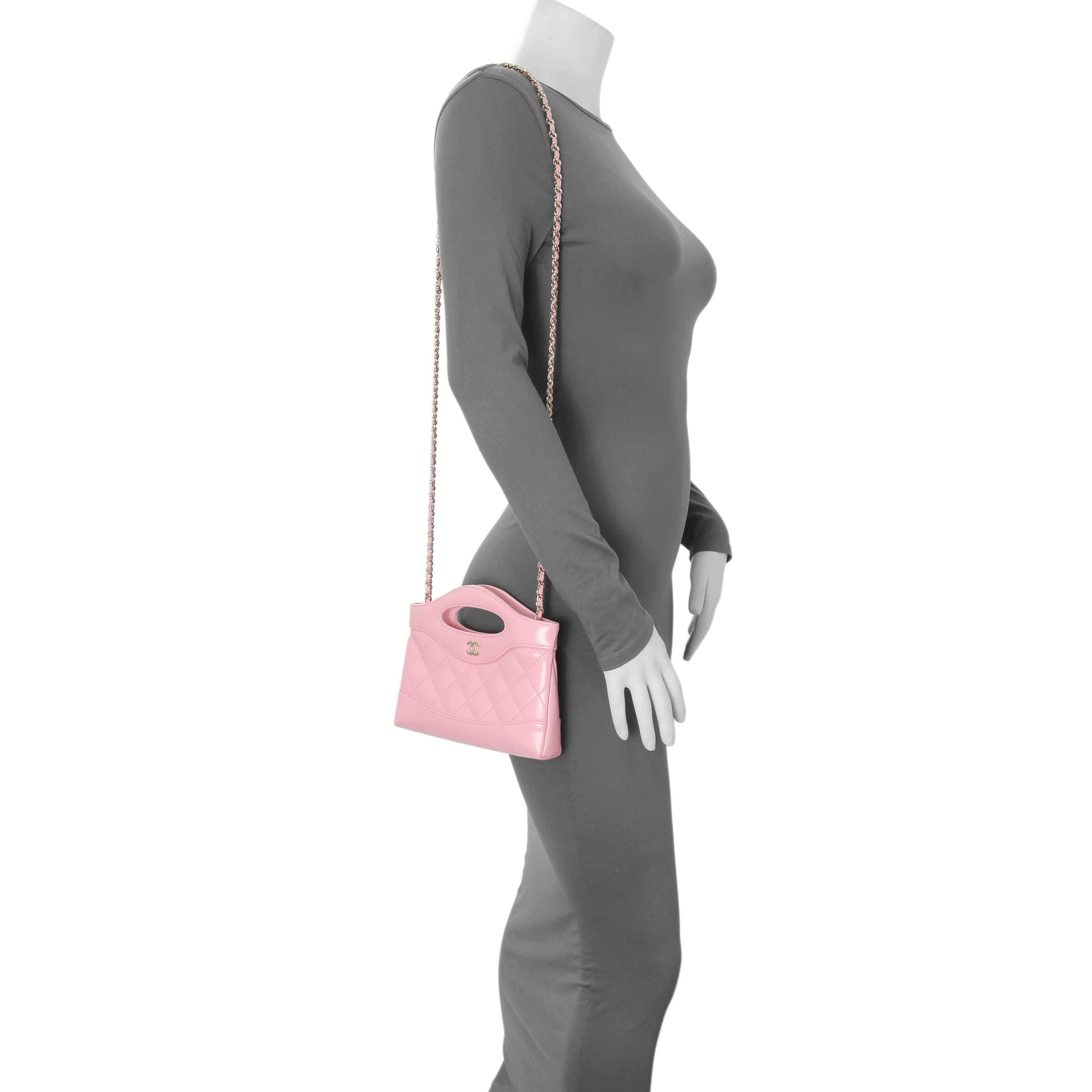 Chanel Pink Shiny Crumpled Calfskin Quilted Nano 31 Shopping Bag - Image 11