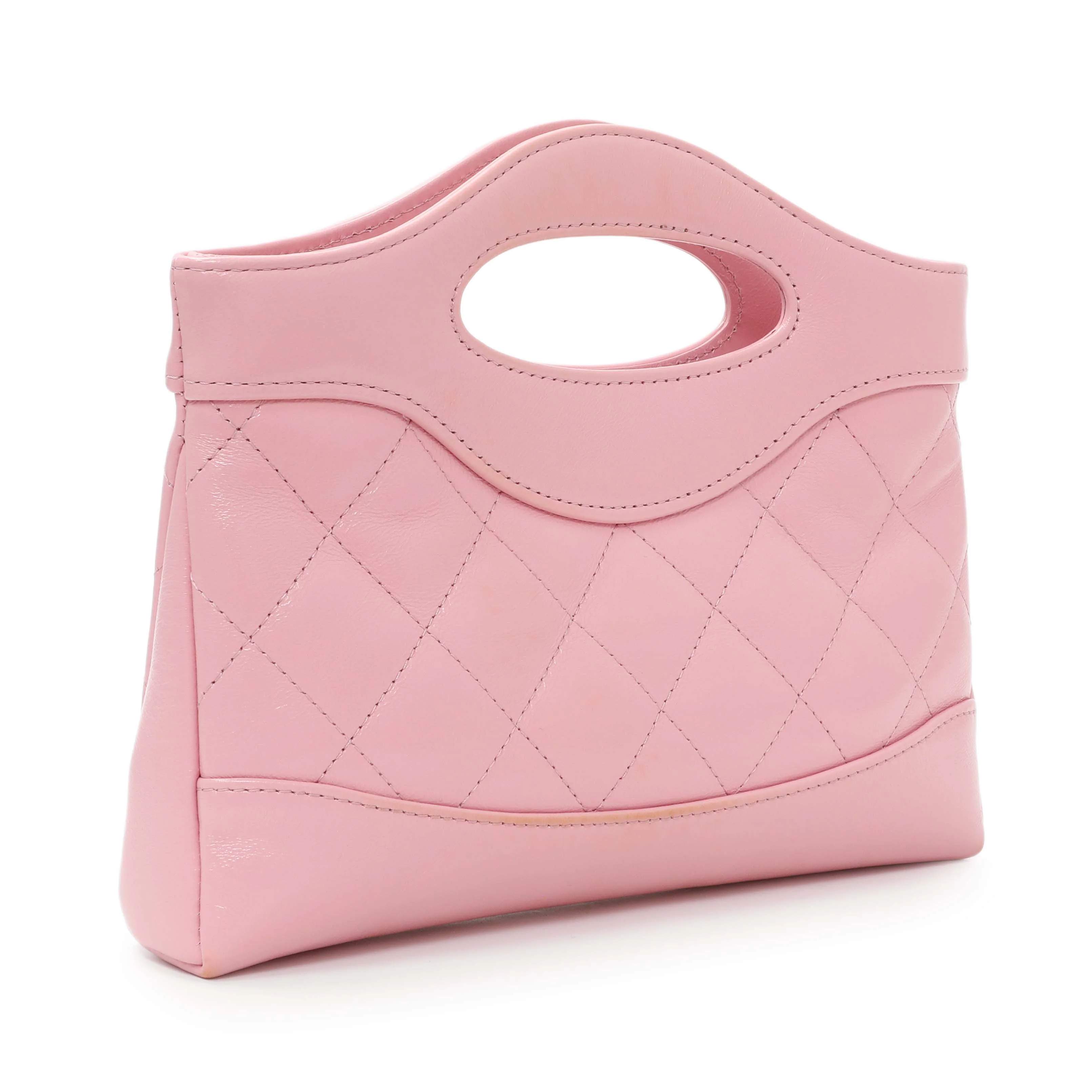 Chanel Pink Shiny Crumpled Calfskin Quilted Nano 31 Shopping Bag - Image 2